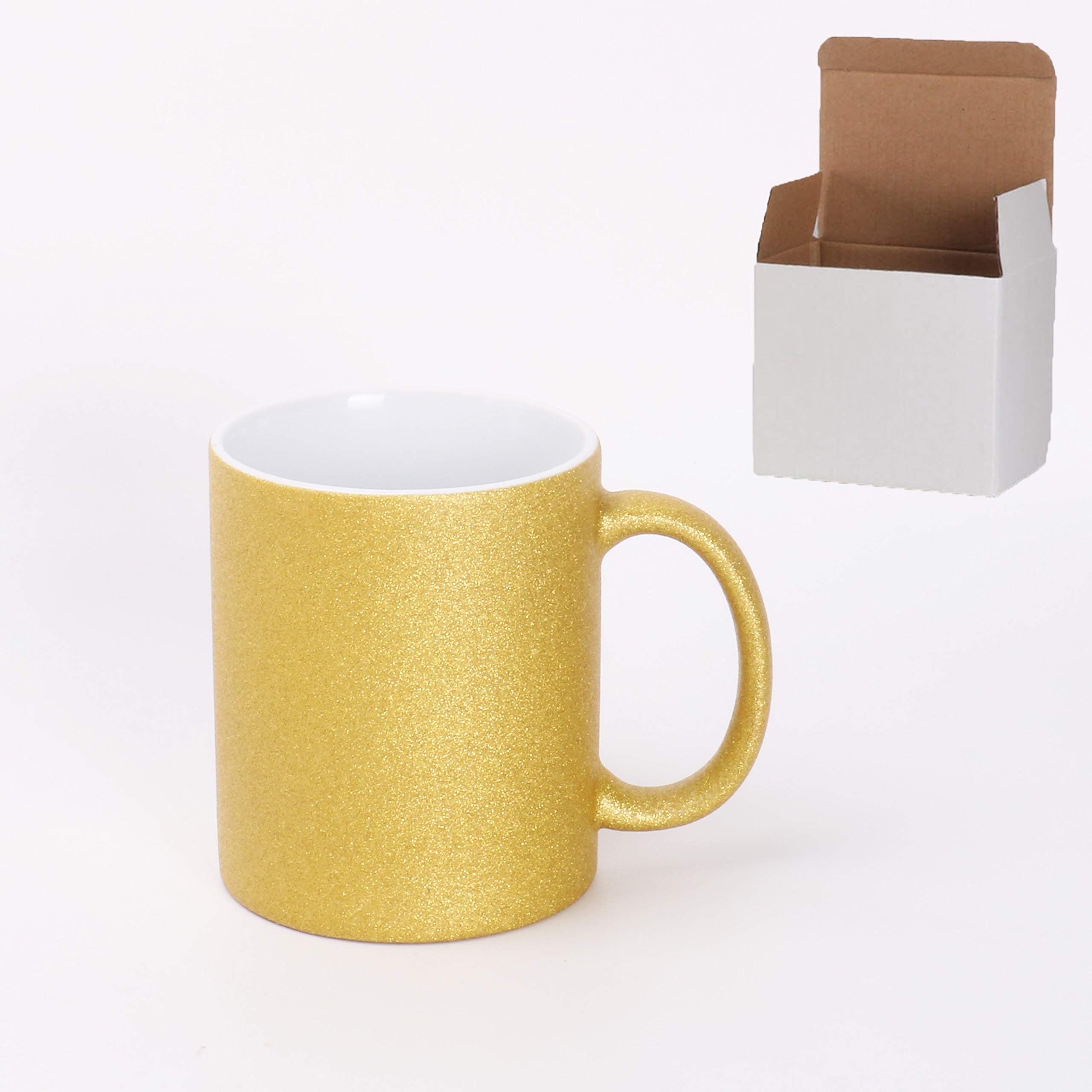 Premium 11oz Ceramic Sublimation Coffee Mug - 6 Glitter Colors (Pack of 36) - White Box Packaging - Perfect for Custom Printing, Gifts & Office Use