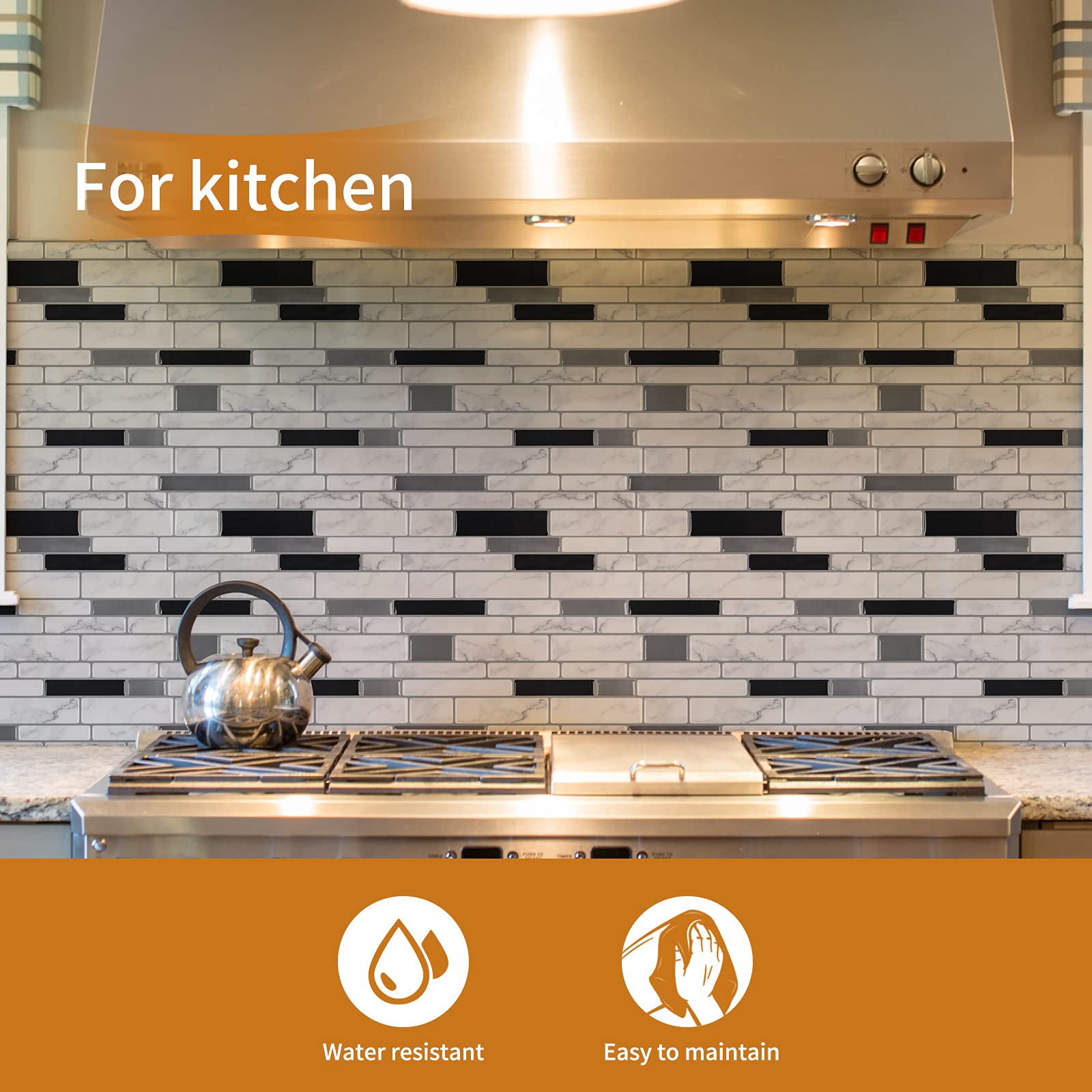 WOWSTAR 10-Sheet Peel and Stick Backsplash Tile - Self-Adhesive Kitchen Wall Tile (12