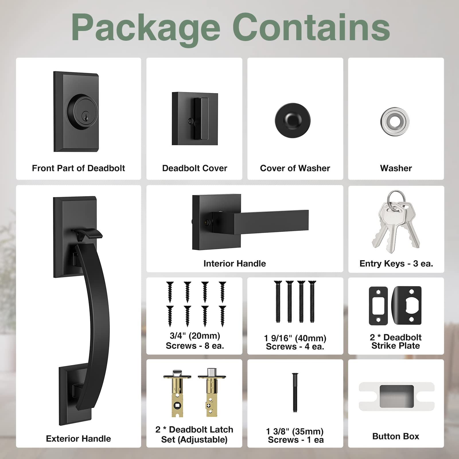 **Heavy Duty 12.7in Front Door Lock Set with Deadbolt - Reversible Entry Handles & Lever Handle for Enhanced Home Security (Ideal for Front Doors, Back Doors & Rental Properties)**