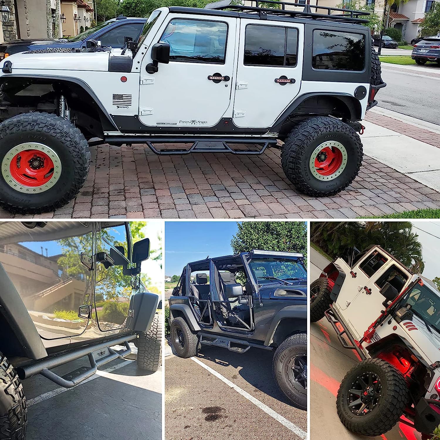Hooke Road Wrangler JK Running Boards for 2007-2018 Jeep Wrangler JK Unlimited 4 Door - Heavy Duty Side Steps Nerf Bars with Anti-Slip Surface | Perfect for Off-Roading, Daily Commuting & Enhanced Vehicle Access