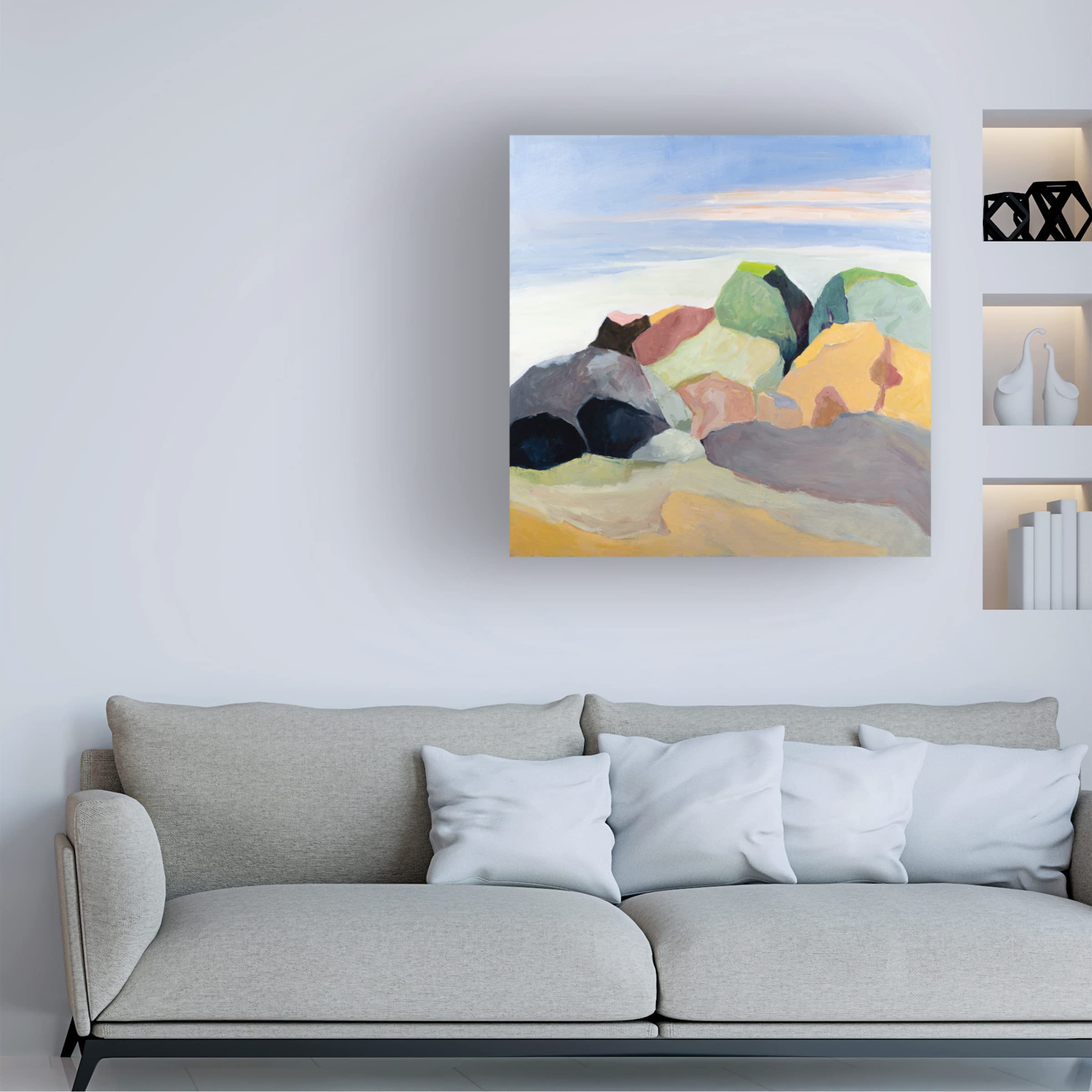 Trademark Fine Art 'Rockscape' Canvas Wall Art by Toby Gordon - Stunning Landscape Painting for Living Room, Bedroom & Office Decor