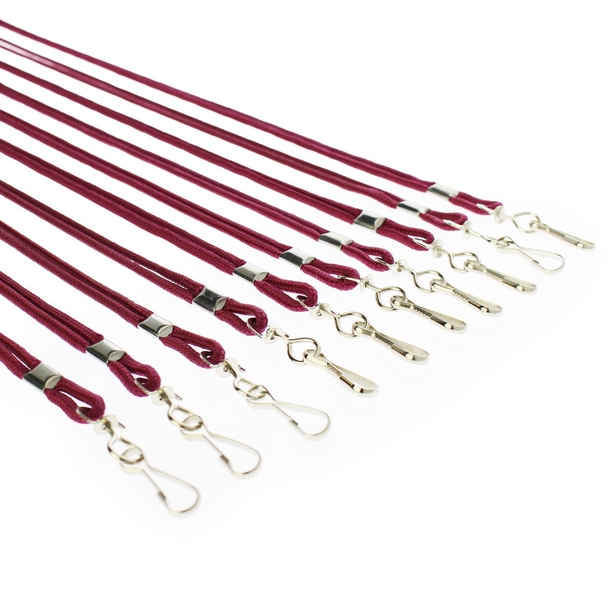 Premium ID Badge Holder Lanyards - 10 Pack with Metal Hook for Work & Events (Maroon)
