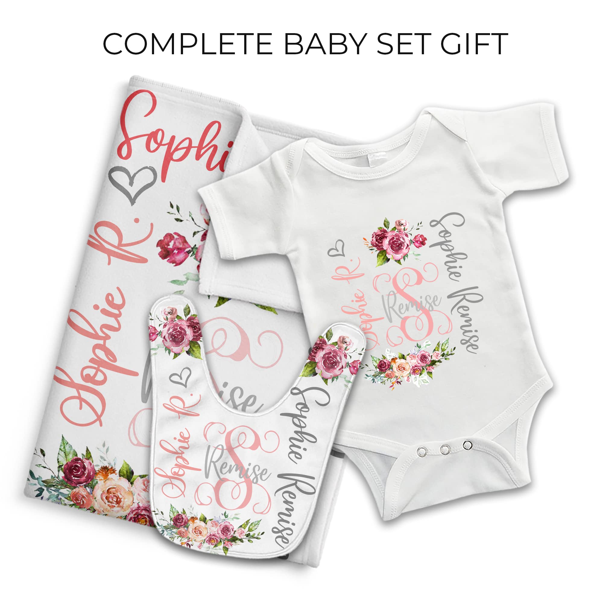 Custom Personalized Baby Blanket for Girls with Name - Monogram HA63 - Soft Nursery Blanket for Newborn Gifts, Christening, Baby Shower & Photo Props