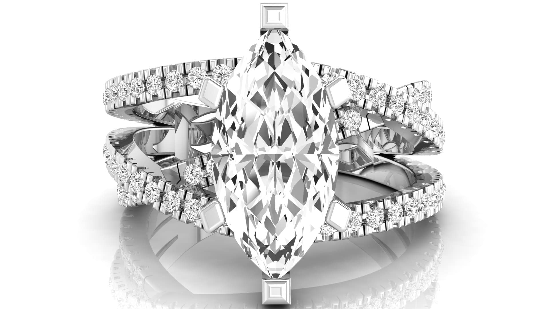 2.50Ct Marquise Cut Diamond Wedding Ring - 925 Sterling Silver Engagement Ring for Women, Bridal Jewelry Gift - Perfect for Proposals, Anniversaries & Special Occasions