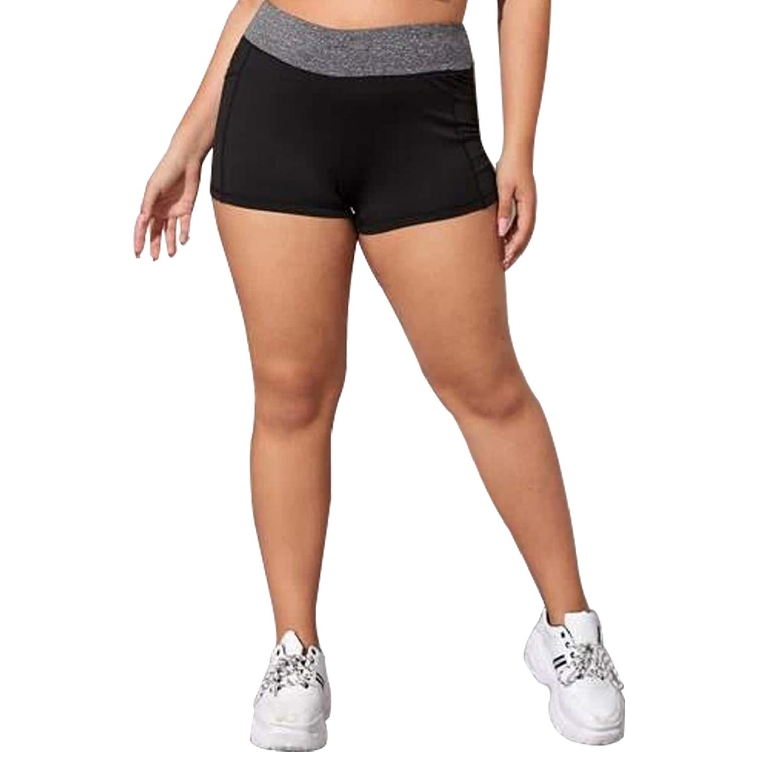 B.BANG Women's Plus-Size Athletic Shorts with Side Pockets - Comfortable Running & Workout Shorts for Women - Perfect for Gym, Yoga, Jogging & Casual Wear