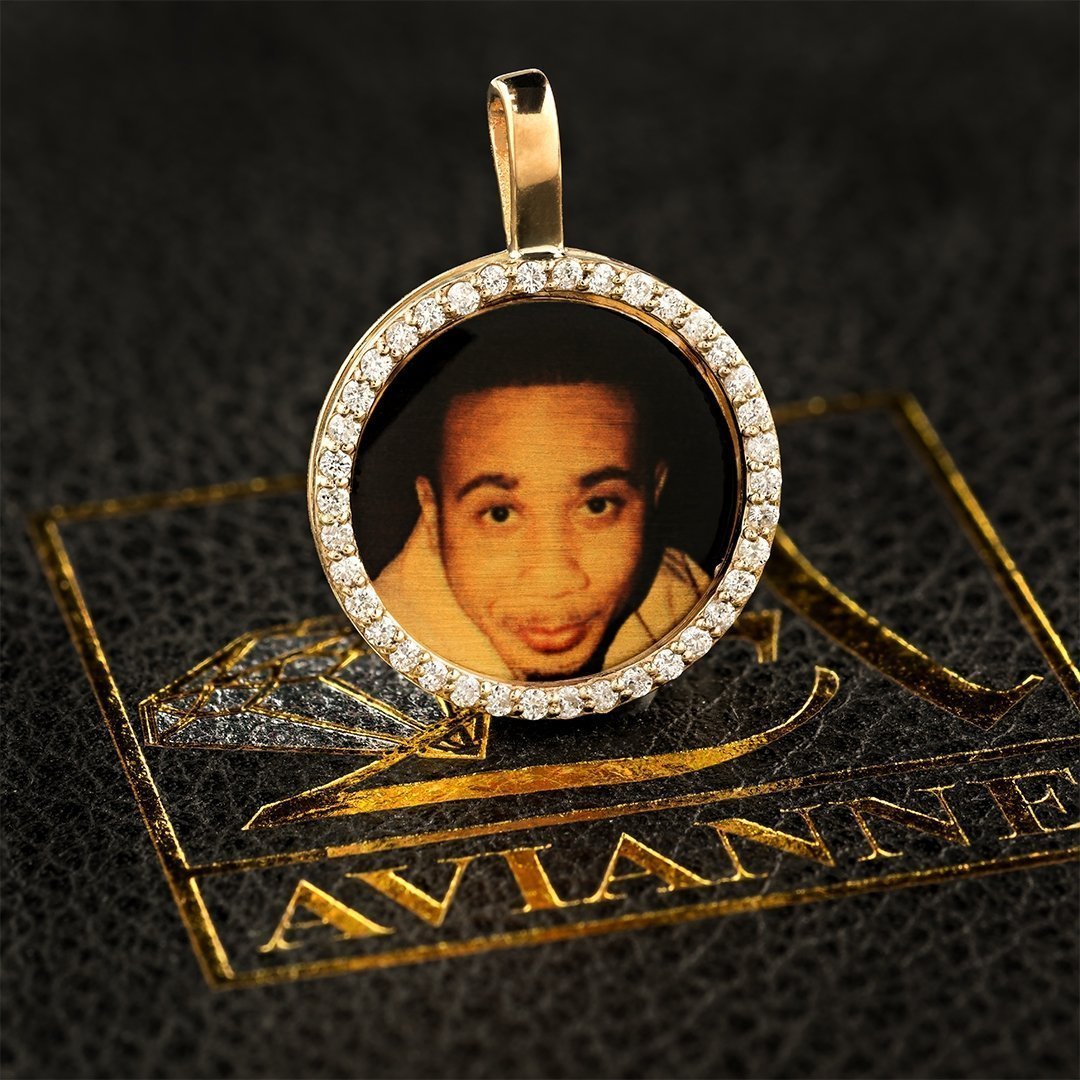 14K Yellow Gold Lab-Created Diamond Memory Frame Pendant Necklace - 1.8 Carat - Perfect for Anniversary Gifts & Memorial Jewelry