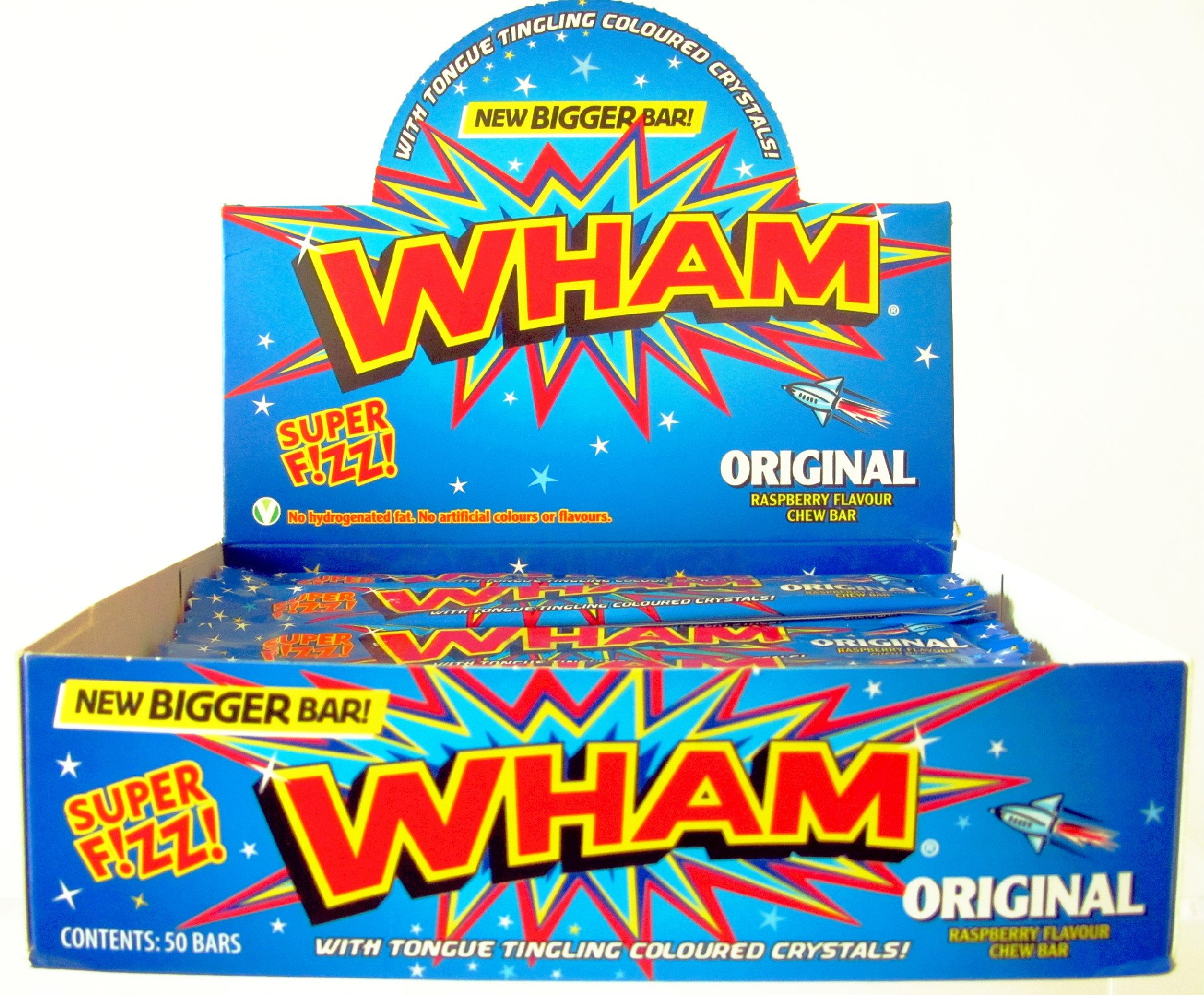 Wham Chew Bars Original - Pack of 50 | Sugar-Free Energy Chewing Gum for Workouts, Studying & Long Drives
