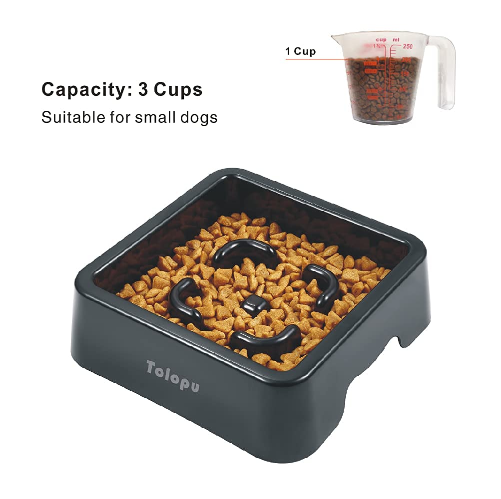 **Slow Feeder Dog Bowl Small - Anti Choking & Anti Gulping Dog Food Bowl for Small Breeds - Fun Interactive Feeding Dish to Prevent Bloat (Black) - Perfect for Puppies, Senior Dogs & Fast Eaters**