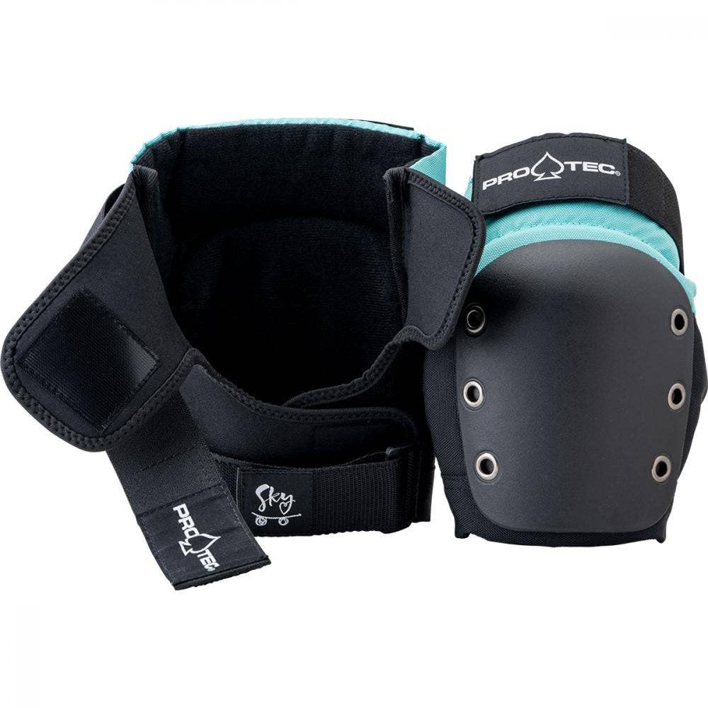 Pro-Tec Sky Brown Pro Knee Pads - Black/Blue - Large Size - Protective Gear for Skateboarding, BMX & Extreme Sports