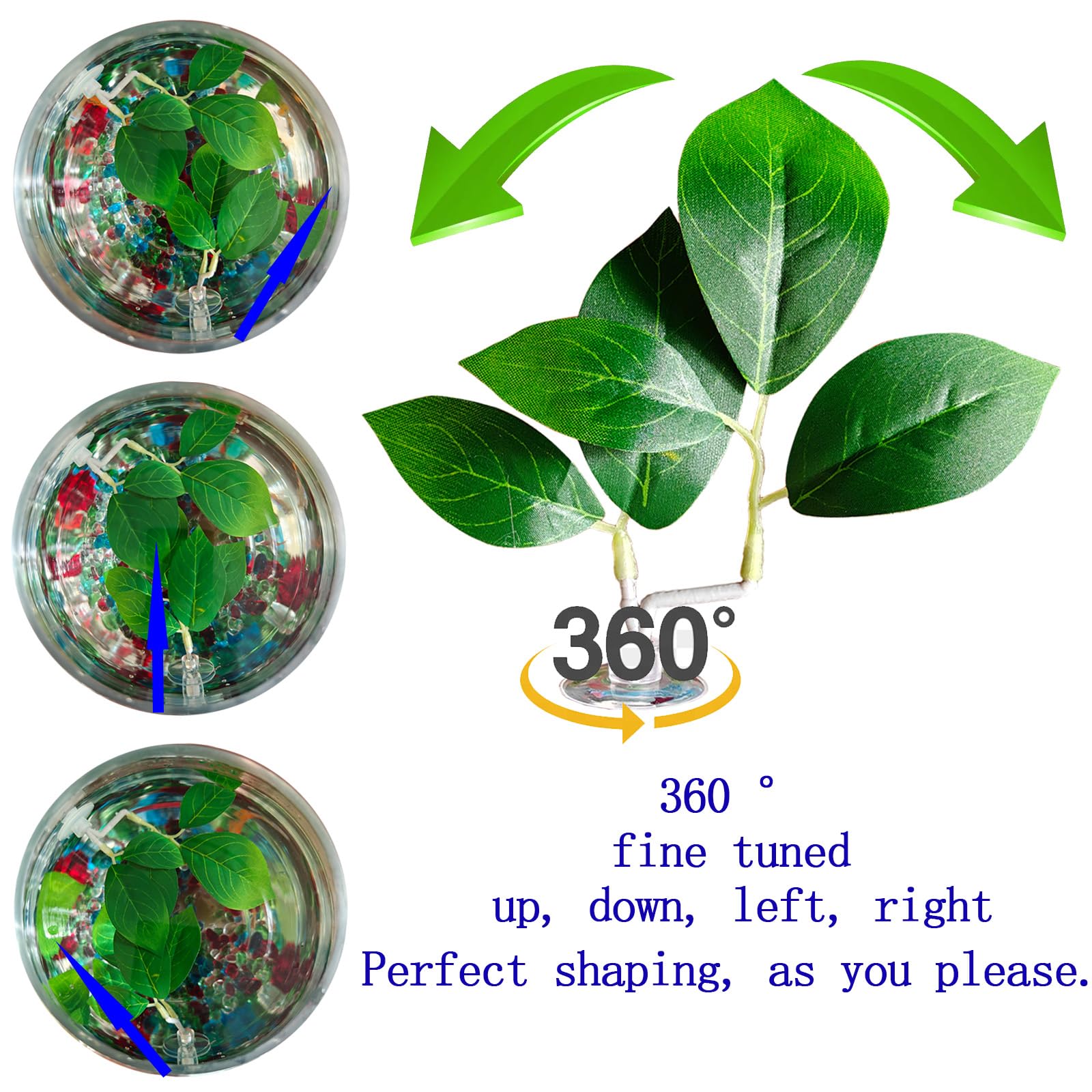 **2 Pack Adjustable Plastic Aquarium Plants - Fish Tank Leaf Pad Decor with Suction Cups, Natural Betta Habitat for Spawning, Resting & Playing | Multi-Leaf Design for Freshwater & Saltwater Tanks**    *(Use: Perfect for betta fish tanks, community aquariums, or breeding setups to provide shelter and natural stimulation.)*