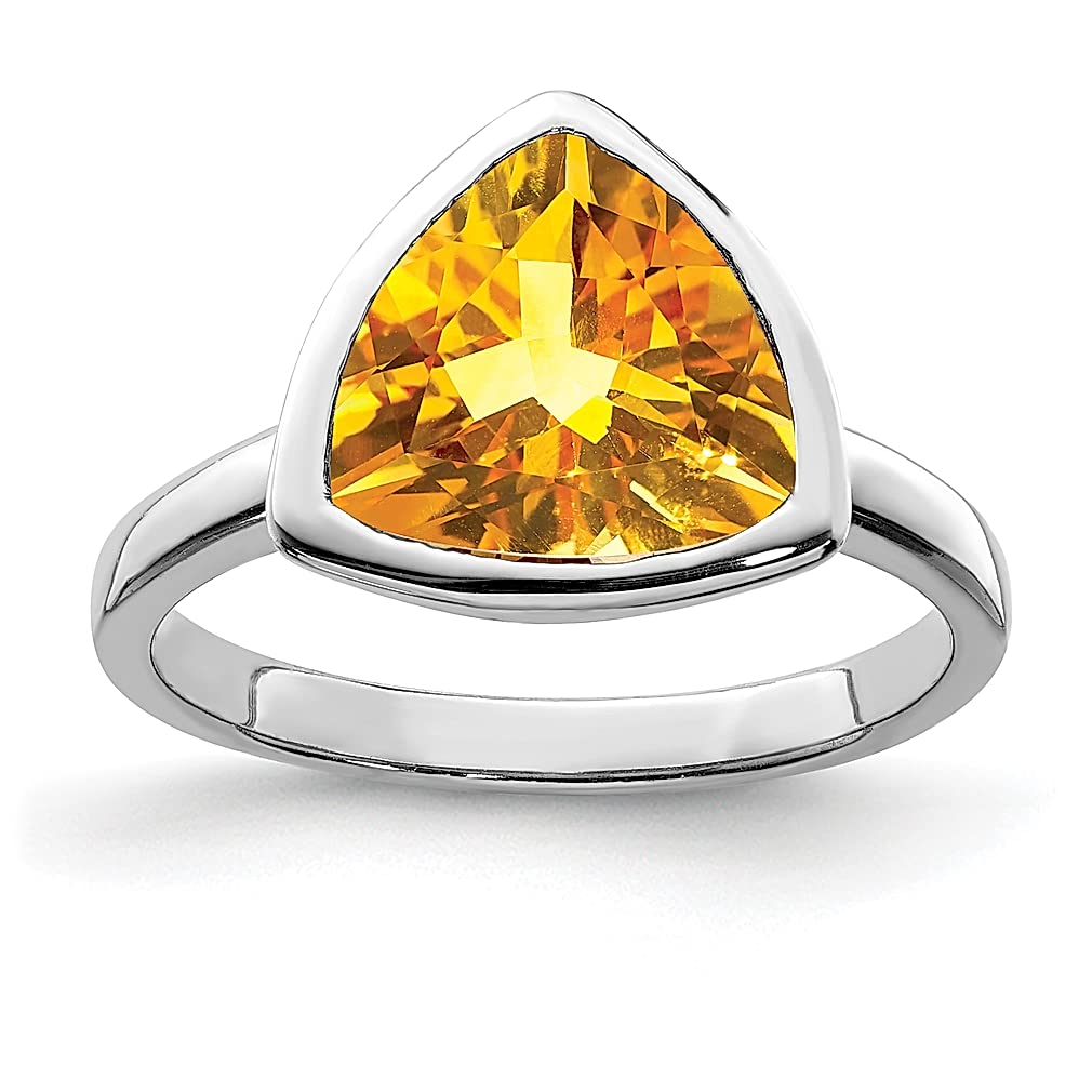 925 Sterling Silver Yellow Citrine Band Ring - Natural Gemstone Fine Jewelry for Women | Elegant Gift for Her, Birthday, Anniversary & Special Occasions | Perfect for Everyday Wear & Formal Events
