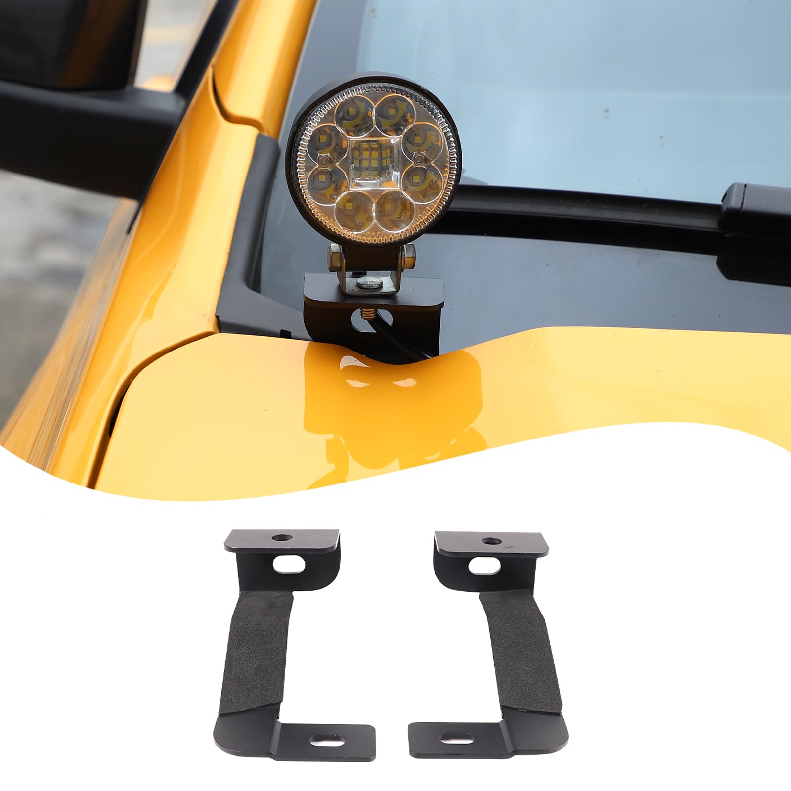 Ford Ranger 2015-2025 Hood Hinge Ditch Light Mount Brackets - Offroad Hood Pod Work Light Brackets for 2023-2025 Models | Perfect for Off-Roading, Night Driving & Work Lighting