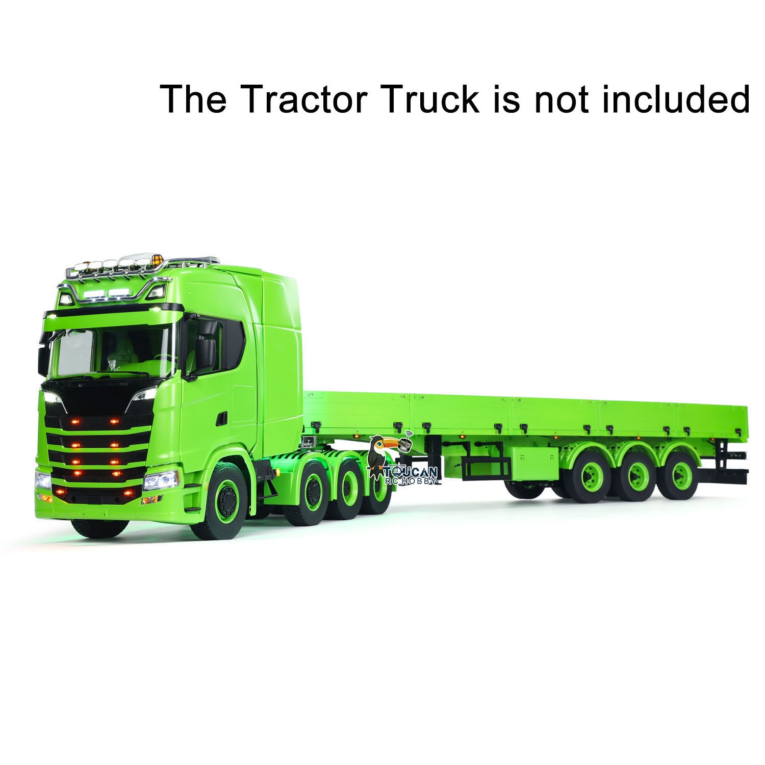 1/14 Scale 3 Axle Metal Semi Trailer with Manual Lifting Legs & LED Lights - Compatible with TAMIYA RC Tractor Trucks & DIY Model Dump Trucks - Perfect for RC Construction Scenes & Trucking Simulations