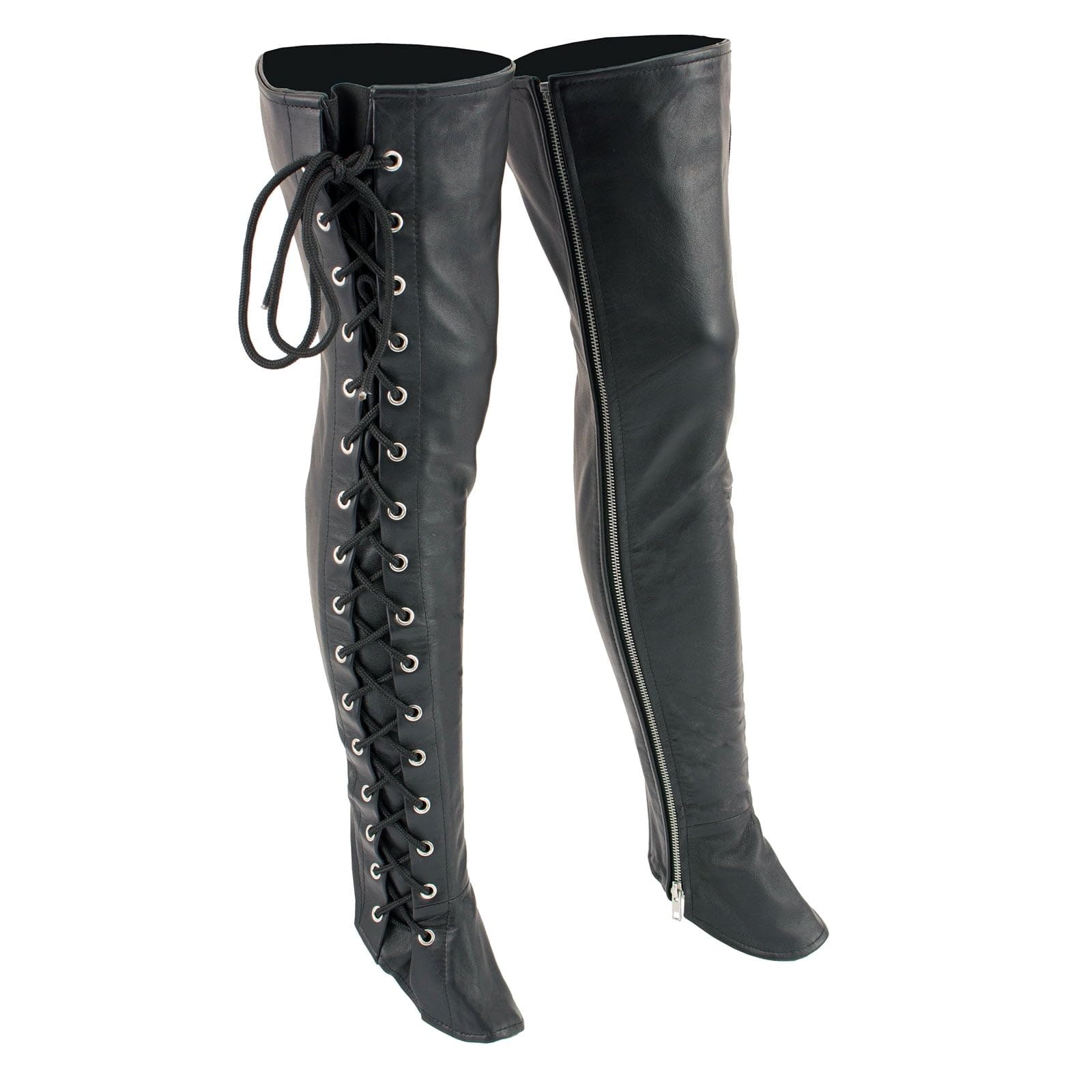 Milwaukee Leather LKL6760 Women's Black Thigh High Leather Side Lace Leggings - Stylish & Comfortable Faux Leather Pants for Night Out, Party & Fashion Wear