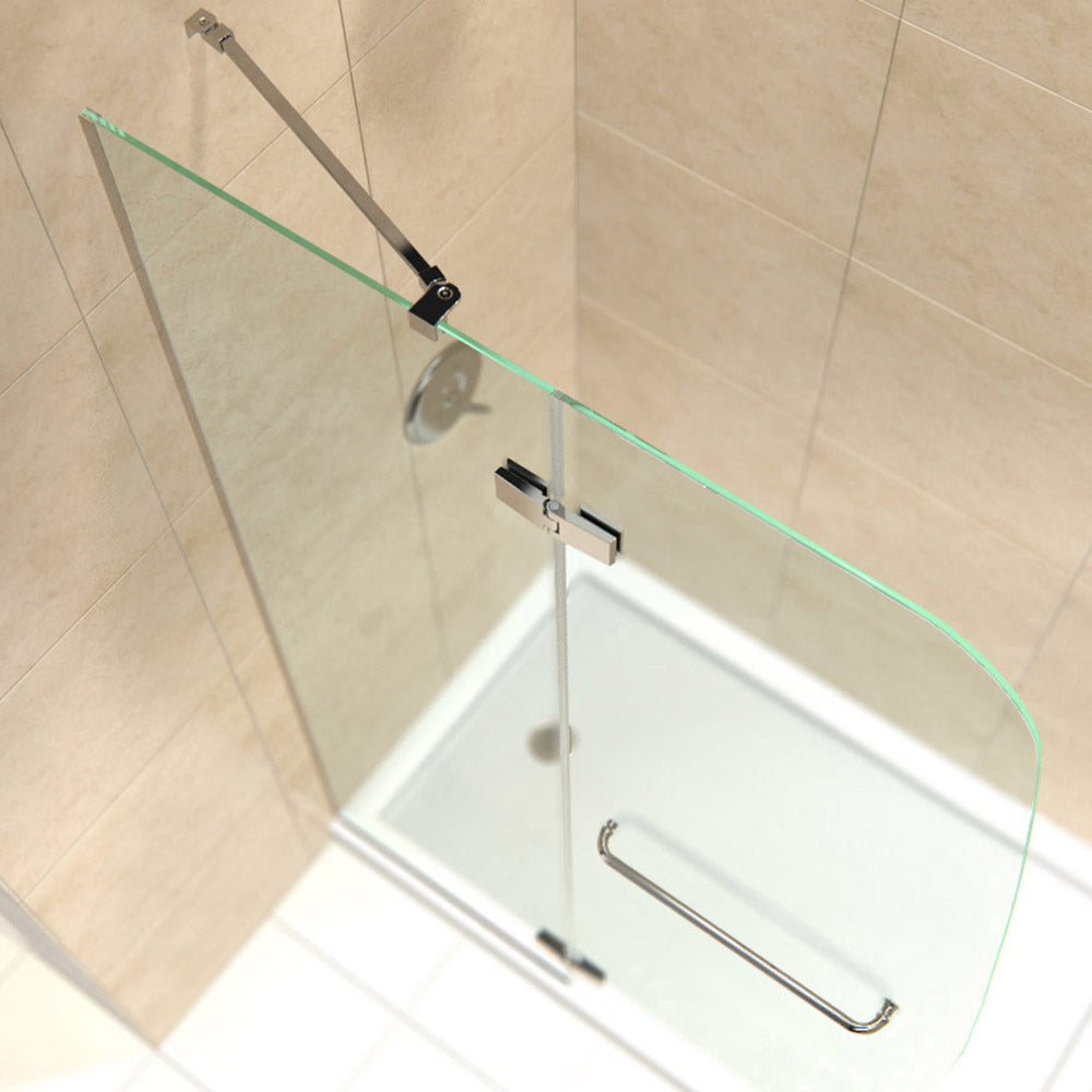 DreamLine Aqua Ultra 32x60x74.75 Inch Frameless Shower Door - Chrome Finish with Right Drain White Base Kit | Perfect for Modern Bathroom Renovations & Spa-Like Shower Experience