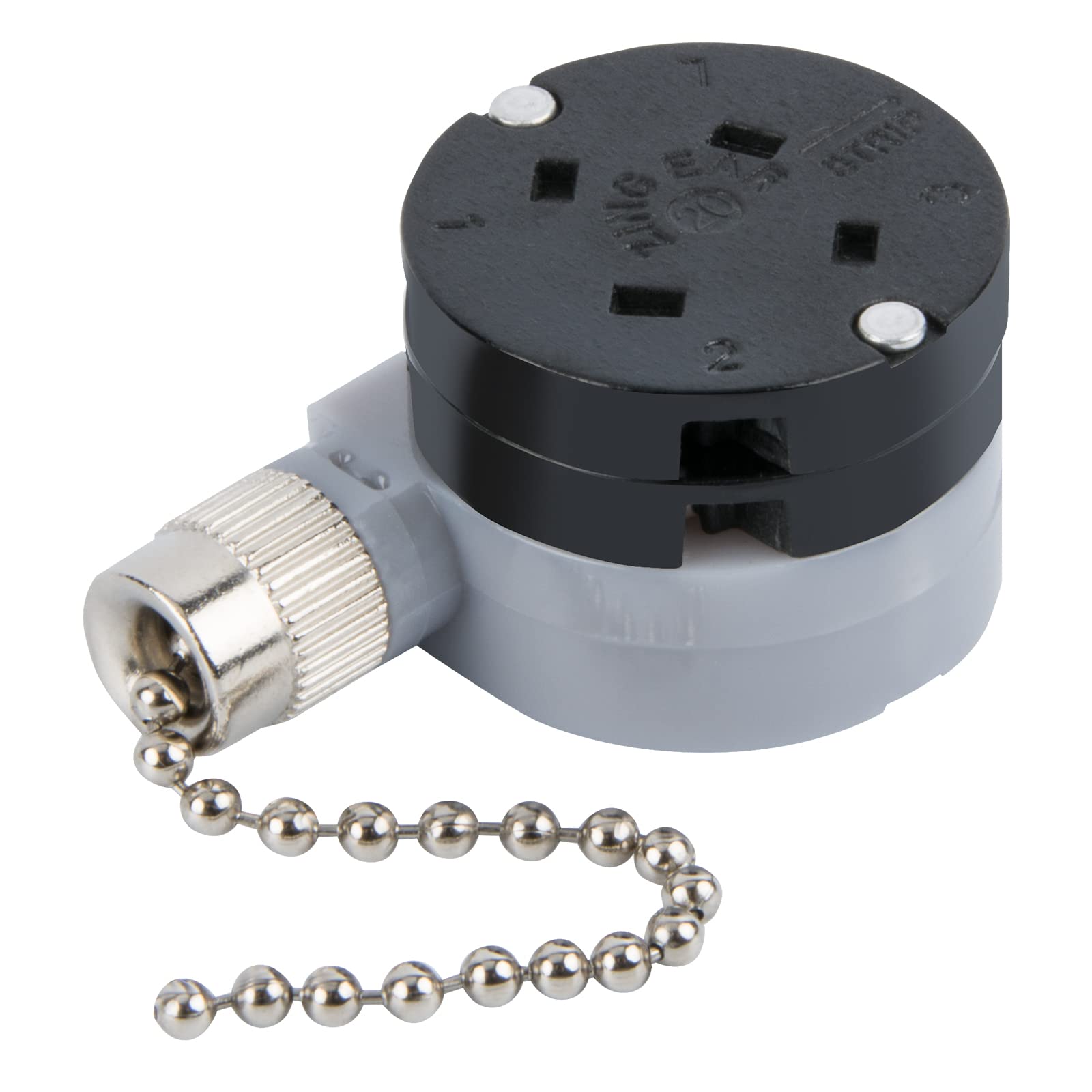 Zing Ear ZE-208D 3-Speed Ceiling Fan Control Switch with 5-8 Wire Pull Chain - Nickel Finish Replacement Part for Ceiling Fans - Perfect for Bedroom, Living Room & Home Renovation Projects
