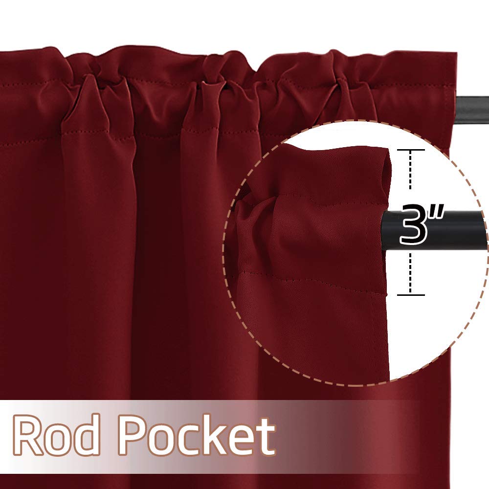 NICETOWN Blackout Kitchen Curtains for Small Windows - Adjustable Double Rod Pocket Tiers, 29