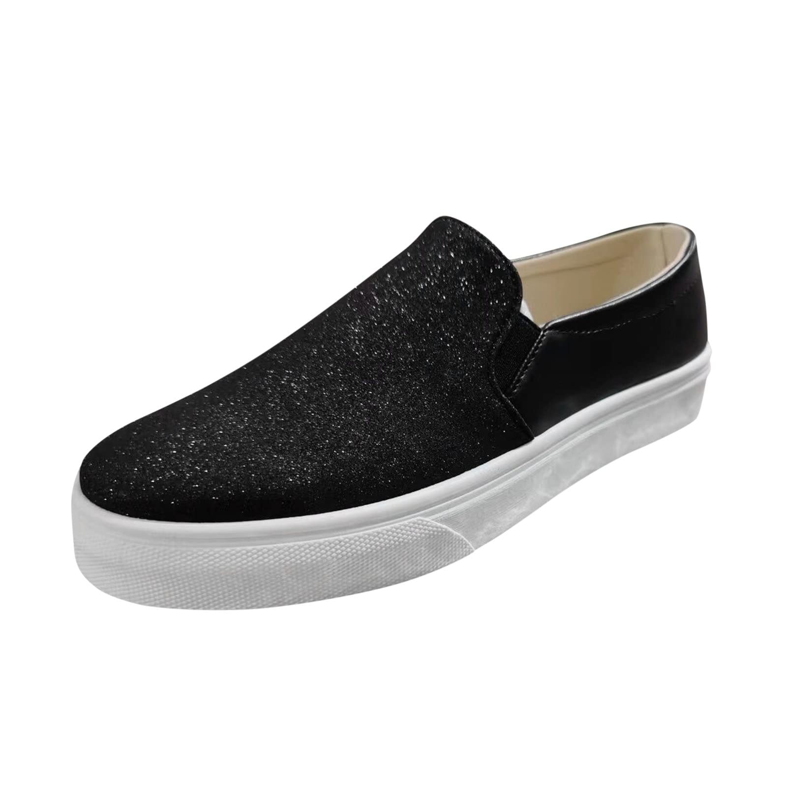 Women's & Men's Gold Sequin Leather Casual Shoes - Solid Color Low Top Flat Sneakers for Everyday Wear, Parties & Special Occasions