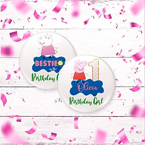Custom Character-Themed Birthday Pinback Badges - Personalized Party Decorations for Birthdays - Bulk Set of 50 Fun Party Favors for Family & Friends - Perfect for Birthday Celebrations, School Events & Gift Giving
