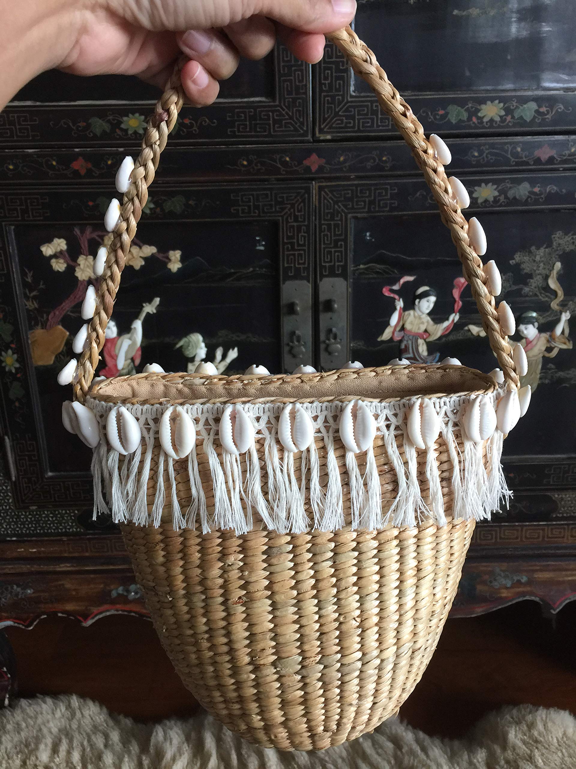 Handwoven Straw Tote Bag with Tassel - Natural Beach Bag for Women, Summer Shopping Purse & Small Basket Bag | Perfect for Beach Outings, Picnics, and Summer Fashion Accessories