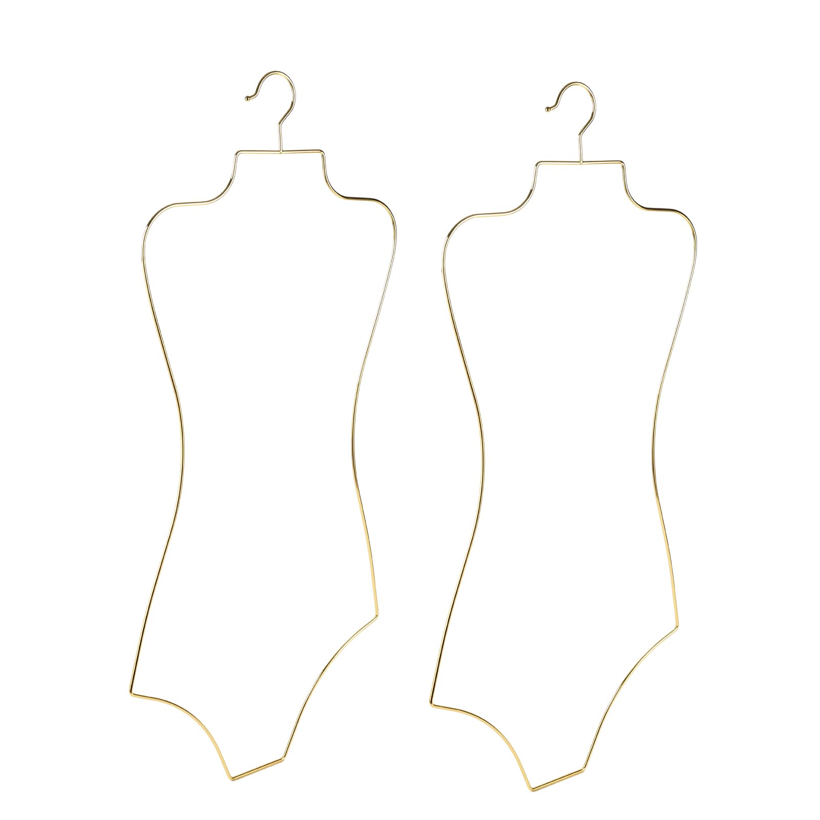 Premium Gold Wire Lingerie Hangers - 10 Pack Slim Body Shape Metal Hooks for Bikini, Swimwear & Delicate Clothing Display - Perfect for Boudoir, Retail Stores & Closet Organization