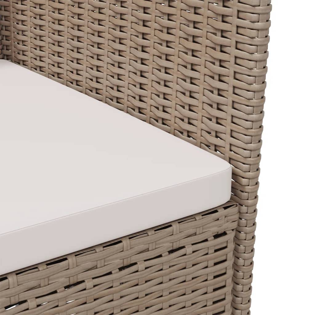 vidaXL Durable Poly Rattan Patio Chairs with Thick Padded Cushions - Beige/Cream Outdoor Furniture Set for Garden, Poolside & Backyard Relaxation