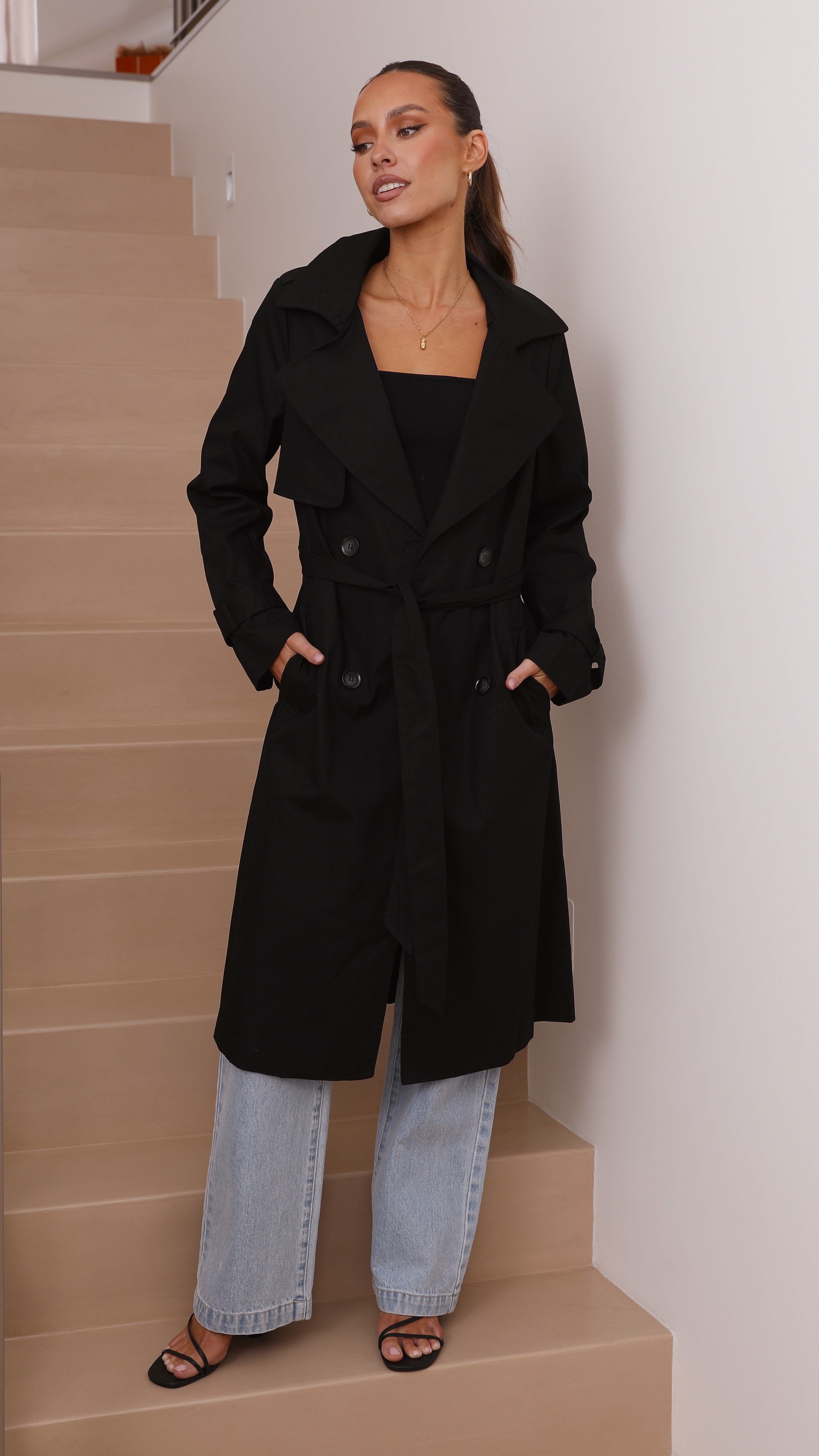 Byron Classic Black Trench Coat for Men & Women | Waterproof Outerwear for Fall & Winter | Perfect for Office, Travel & Formal Occasions