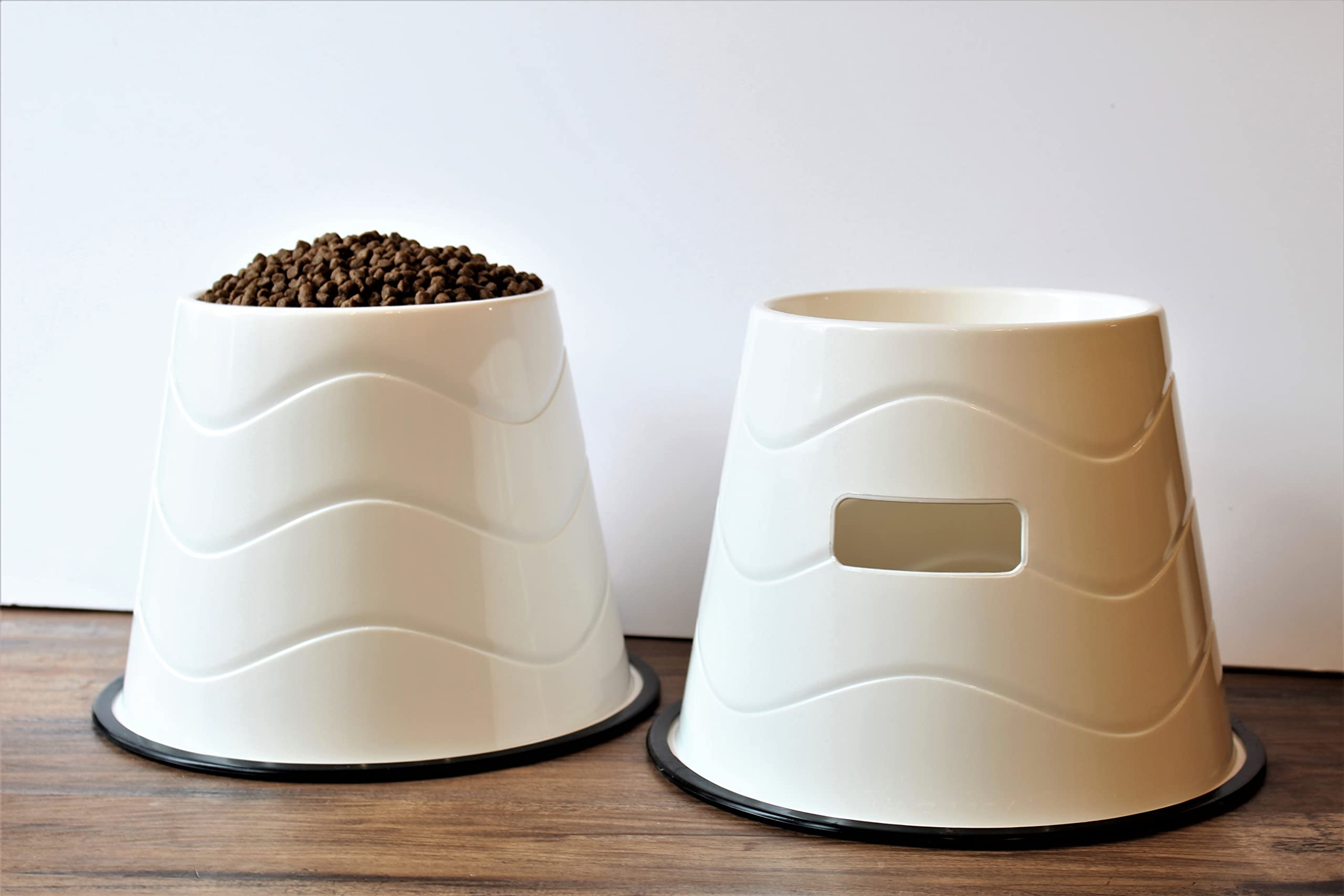 Elevated Dog Bowls with Non-Slip Base - Large Raised Pet Food Bowls for Dogs & Cats - Perfect for Pets Wearing Cones or Large Breeds - Durable Bowl Stand for Mess-Free Feeding at Home or Travel