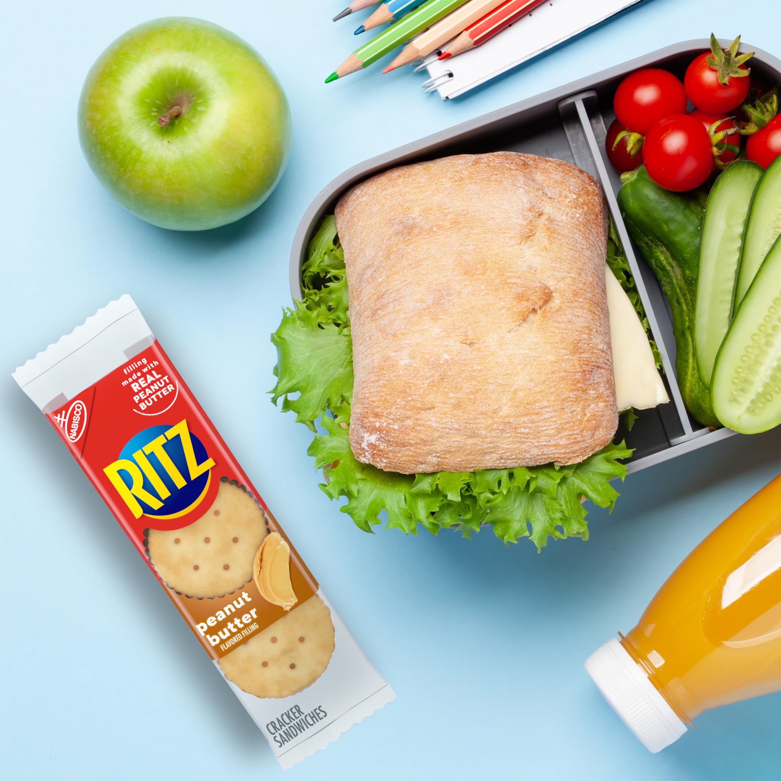 RITZ Peanut Butter Sandwich Crackers - 112 Snack Packs (14 Boxes, 6 Crackers Each) - Perfect for Lunch Boxes, Office Snacks & On-the-Go Treats