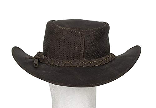 Premium Brown Leather Cowboy Hat with Decorative Braid - Western Style Fashion Accessory for Men & Women - Perfect for Rodeo, Country Music Festivals & Outdoor Adventures