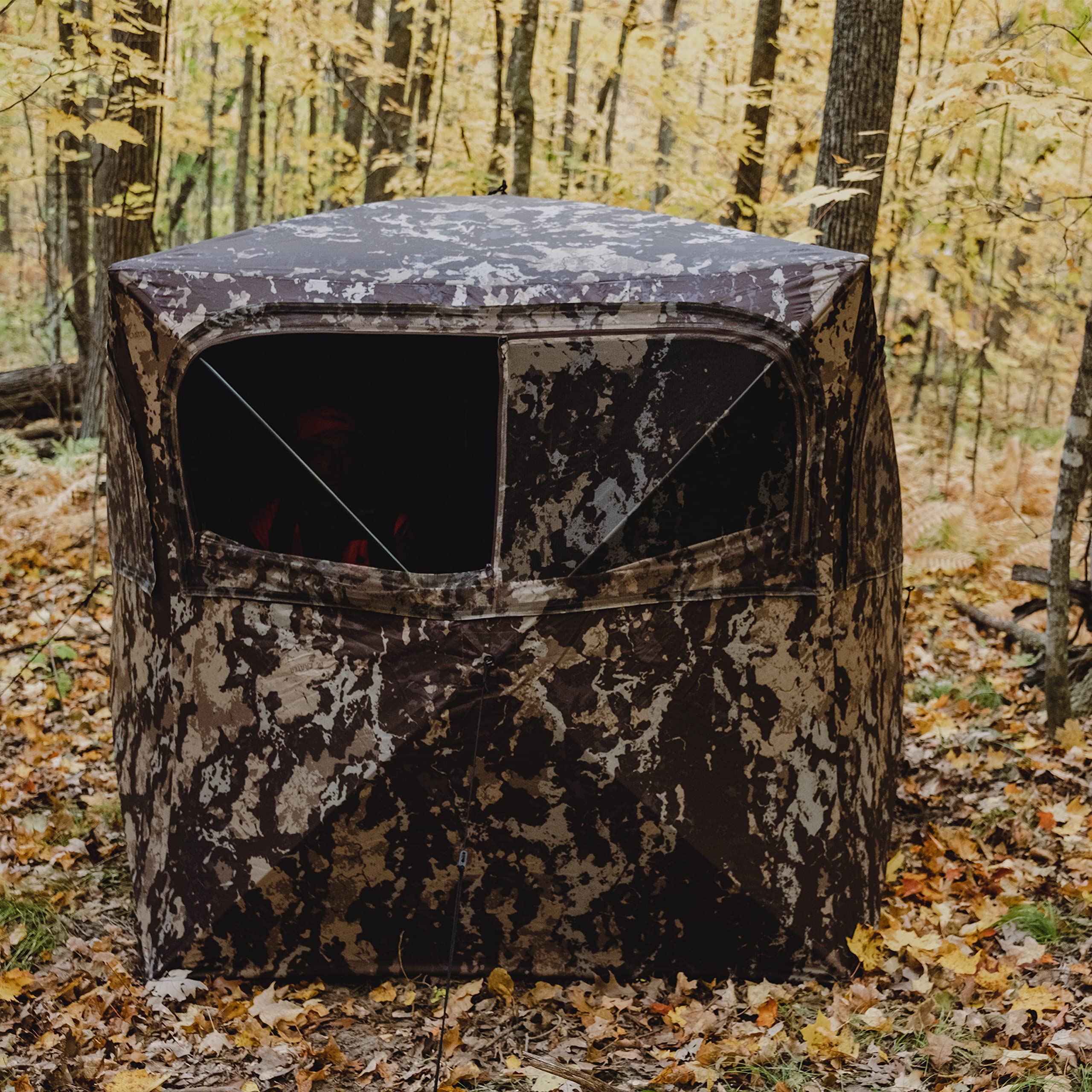 Barronett Blinds Grounder Portable Pop-Up Hunting Blind with Large Shooting Windows, Bloodtrail Woodland Camo - Ideal for Deer Hunting and Wildlife Observation