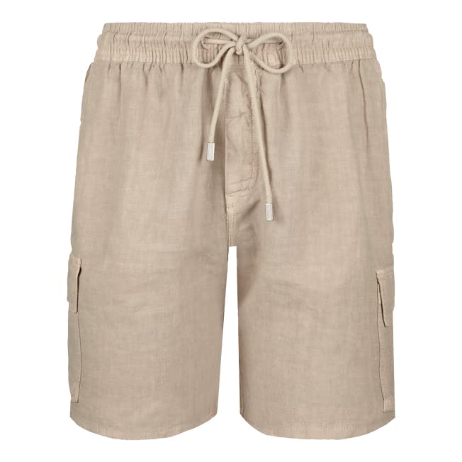 Vilebrequin Men's Linen Bermuda Shorts with Cargo Pockets - Lightweight Summer Beachwear for Casual Outings & Vacation Style