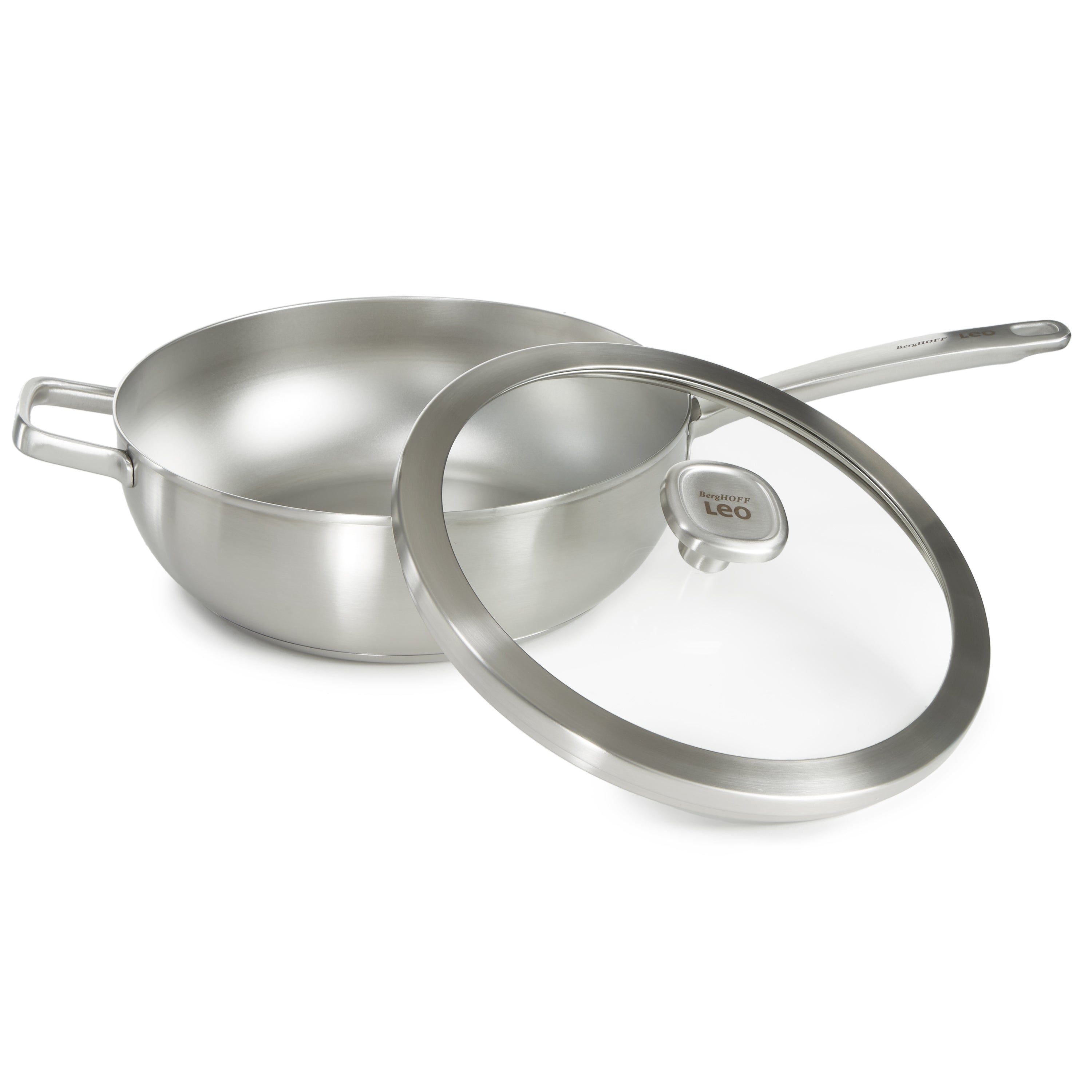 BergHOFF Leo Graphite 4-Piece Cookware Set with Glass Lids | Recycled 18/10 Stainless Steel Pots & Pans | Non-Stick Induction Compatible for Everyday Cooking & Entertaining