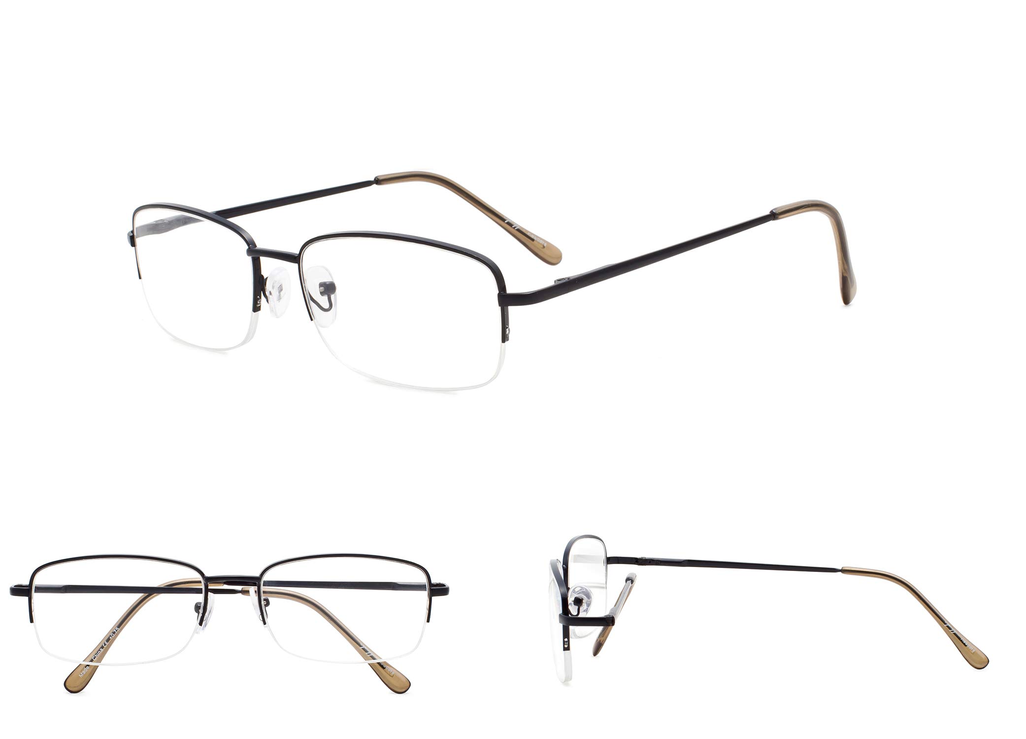 GUD Reading Glasses 5 Pairs - Half Rim Metal Eyeglasses for Women & Men - Computer Reading Glasses +1.00 to +4.00 - Perfect for Office, Reading, and Computer Work