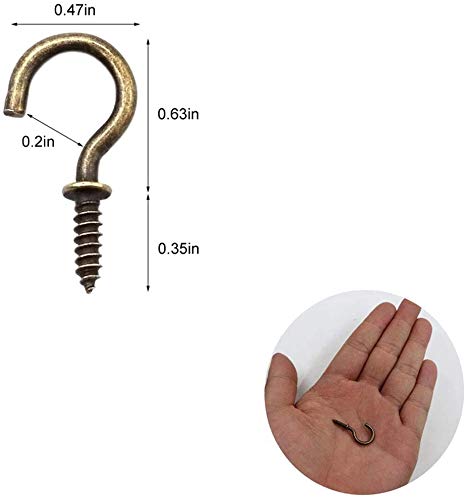 5/8 Inch Small Screw Hooks 160 Pcs - Bronze Ceiling Hooks for Christmas Lights, Jewelry & Cup Hanging - Durable Screw-in Hooks for Home Organization & DIY Projects