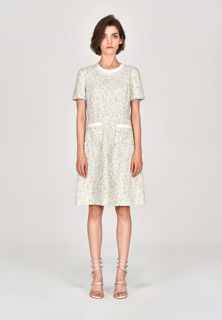 Lime Green Tweed Dress for Women - Elegant A-Line Cocktail Dress for Parties, Weddings & Office Wear