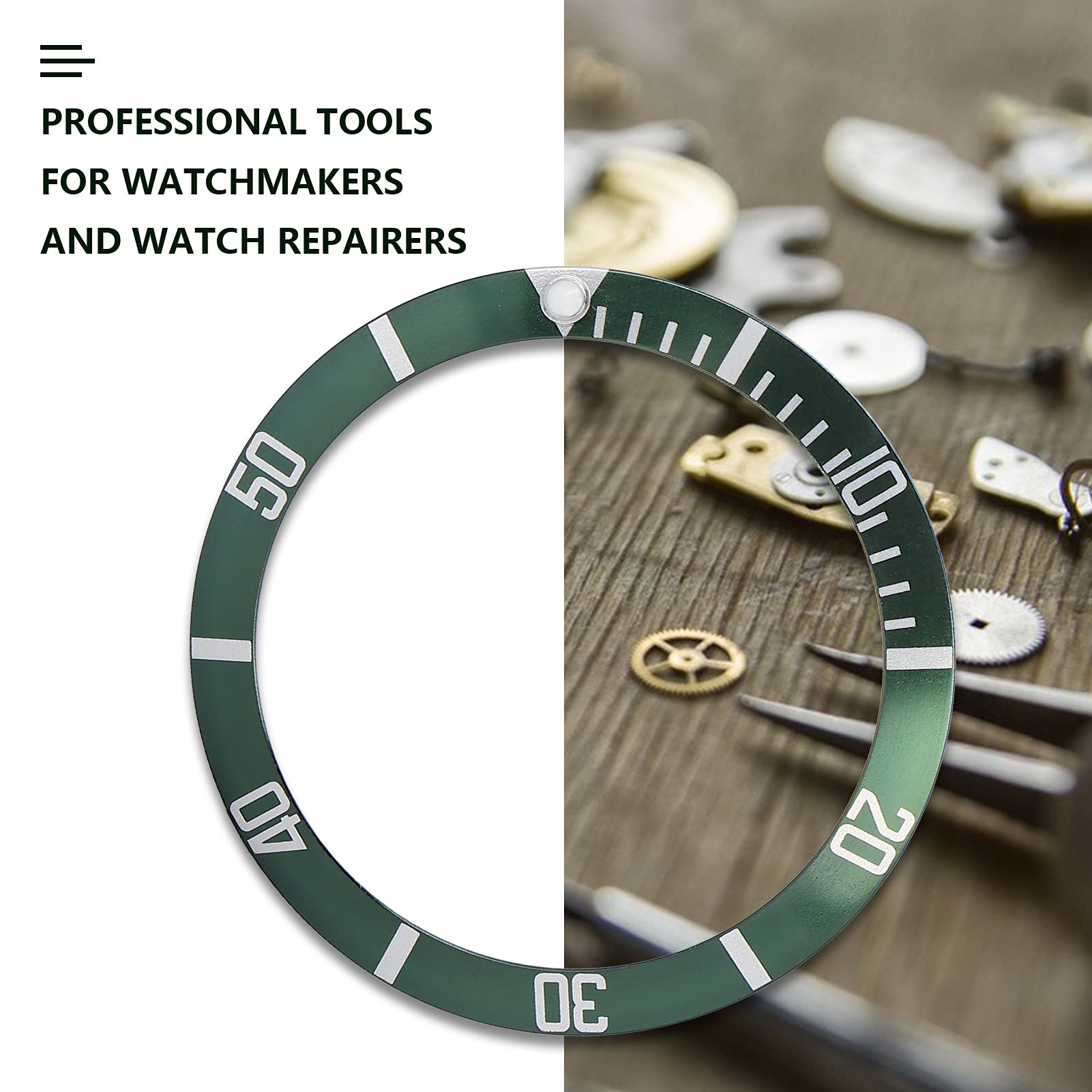 Premium Aluminum Watch Bezel Insert Ring Replacement - Green - Compatible with Various Watch Models for DIY Repair & Customization | Perfect for Watch Enthusiasts & Professional Repair Services