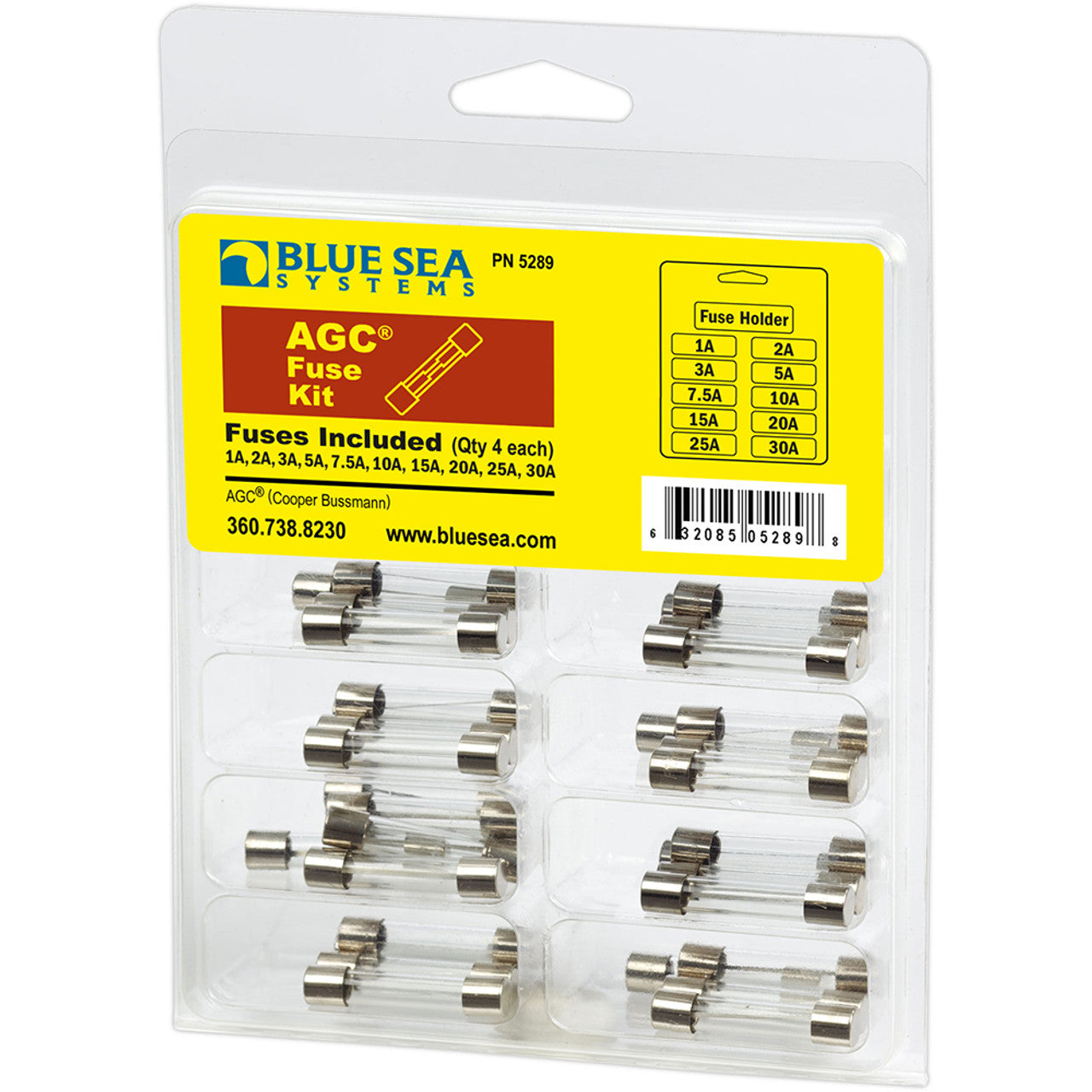 Blue Sea 5289 AGC Fuse Kit - 41 Piece Marine Grade Fuse Set for Boats, RVs & Automotive Electrical Systems - Perfect for Marine, Off-Road & DIY Electrical Projects