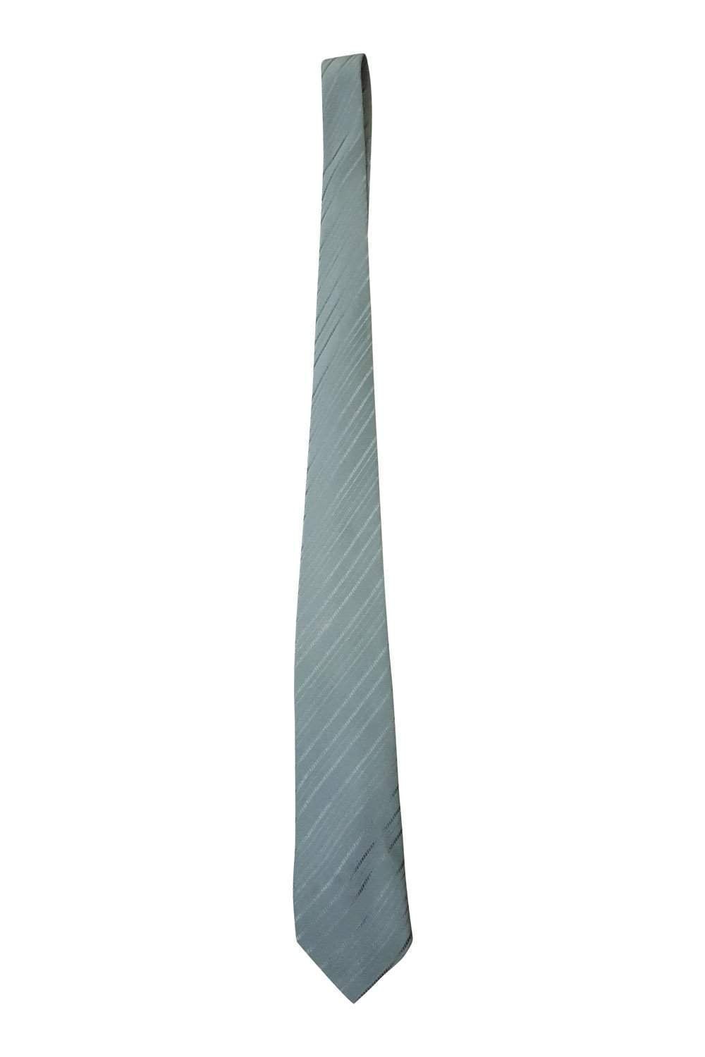 Vintage CHRISTIAN DIOR 100% Silk Green Self Striped Tie (58 Inches) - Luxury Men's Necktie for Business, Wedding & Formal Occasions