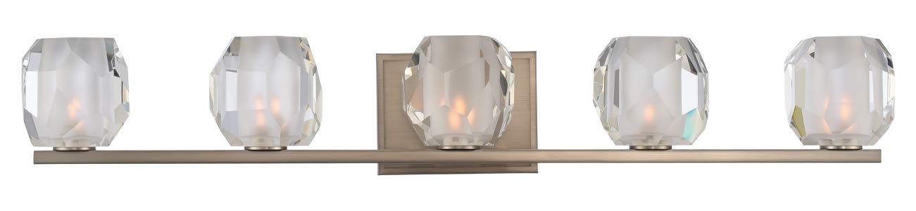 Regent 5-Light Bathroom Vanity Light Fixture in Satin Nickel Finish - Perfect for Modern Bathroom, Powder Room, and Spa Lighting