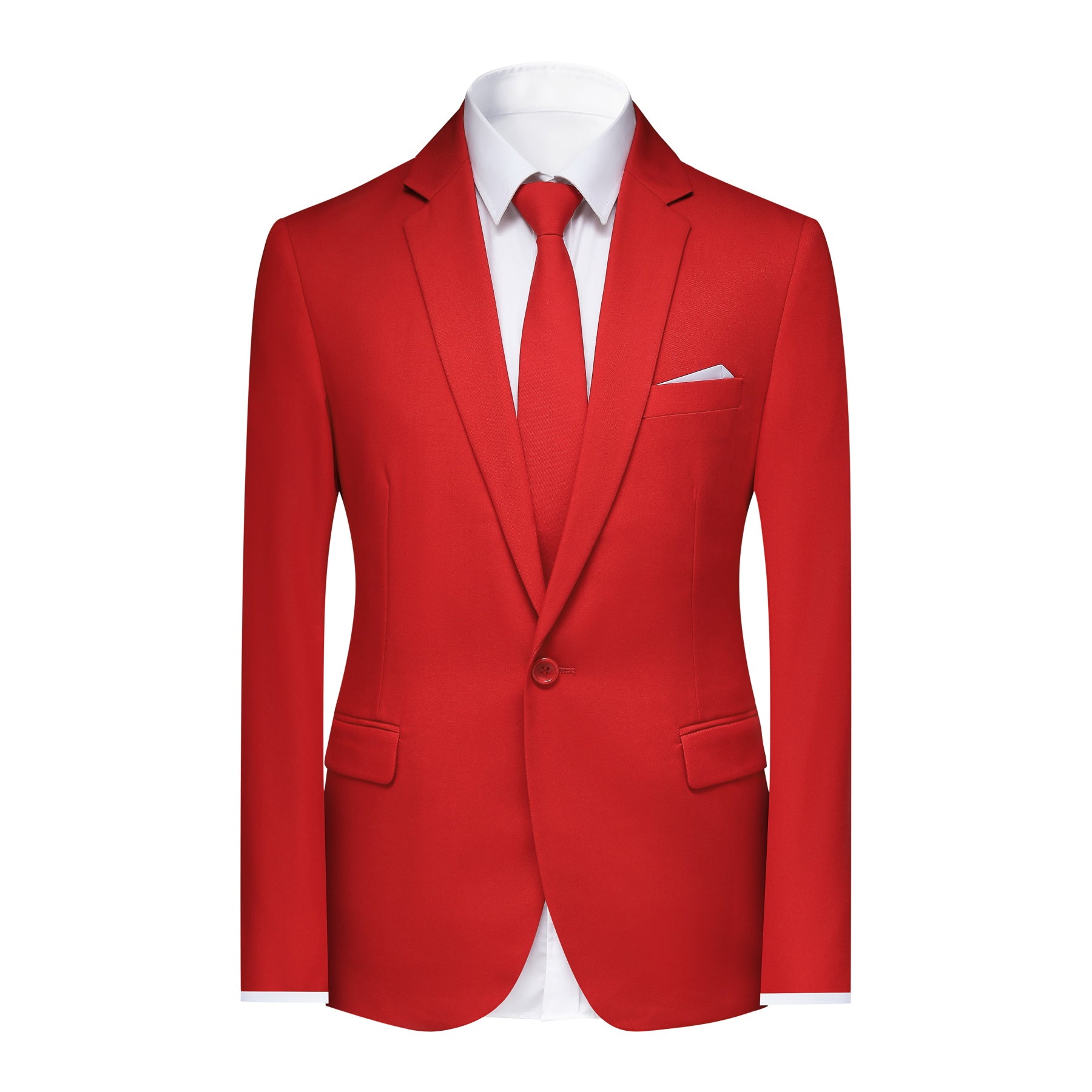 2 Piece Slim Fit Red Suit for Men - Modern Minimalist Design - Perfect for Weddings, Business Meetings & Formal Events