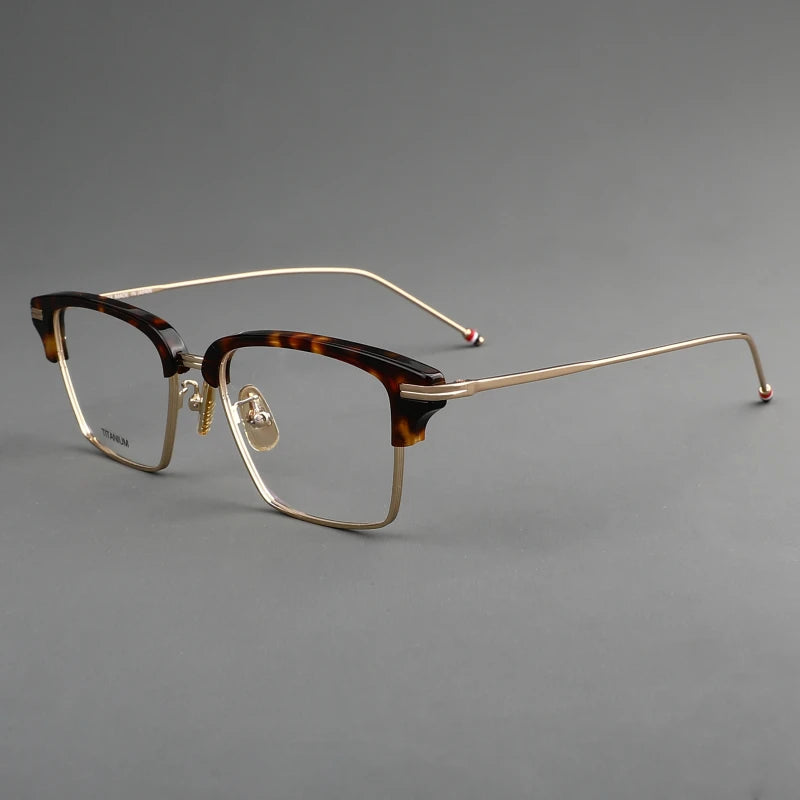 Stylish Black Unisex Full Rim Big Square Acetate & Titanium Eyeglasses 55422 - Perfect for Work, Reading, and Fashion Accessories