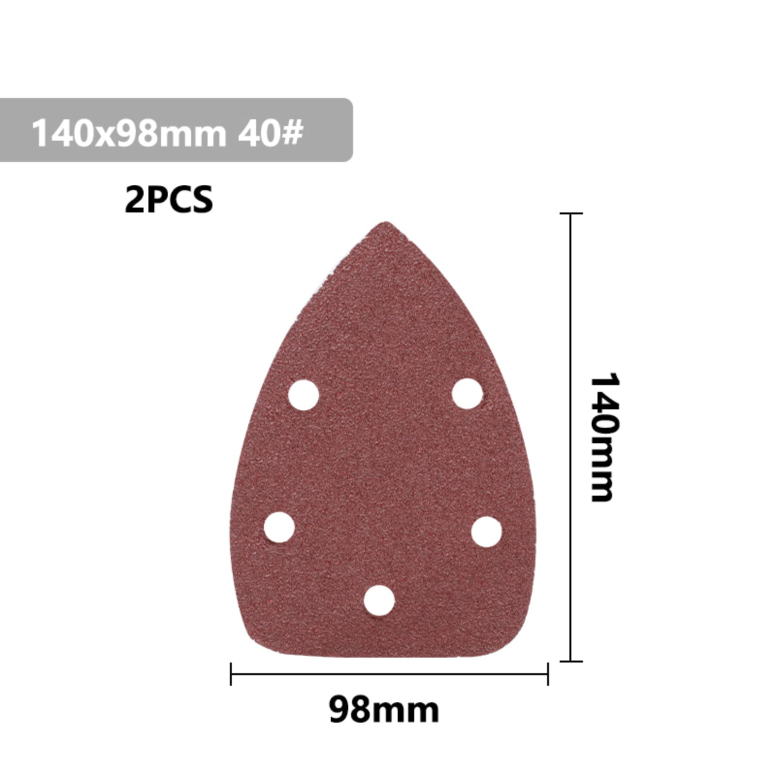 2pcs 140x98mm Sandpaper Grit 40/80/120 with 5 Holes - Hook & Loop Sanding Discs for Power Sanders, Woodworking & Metal Polishing - Ideal for DIY Projects, Furniture Refinishing & Automotive Surface Preparation
