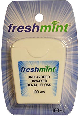 Freshmint Unwaxed Dental Floss - Natural Unflavored String for Teeth Cleaning, 72 Pack (72 Yards) | Gentle & Effective Oral Care for Daily Use at Home or Travel