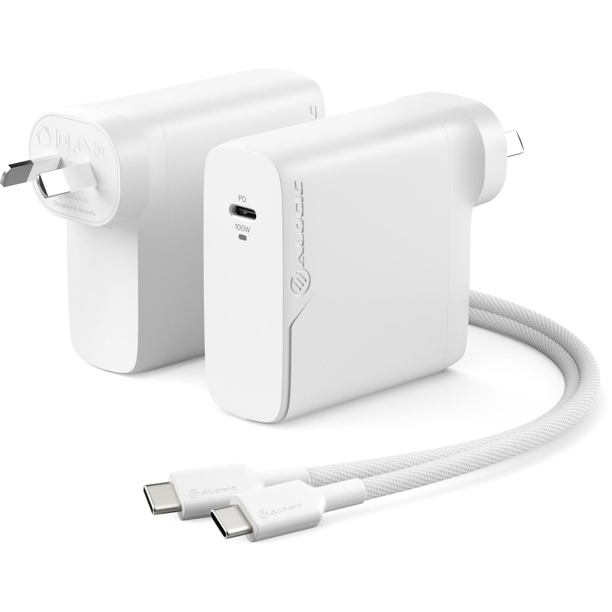 100W GaN Fast Wall Charger with USB C Cable - High Speed 100W Power Delivery for MacBook Pro, iPhone 15, iPad, Samsung Galaxy - Compact Travel Charger for Home, Office & Car