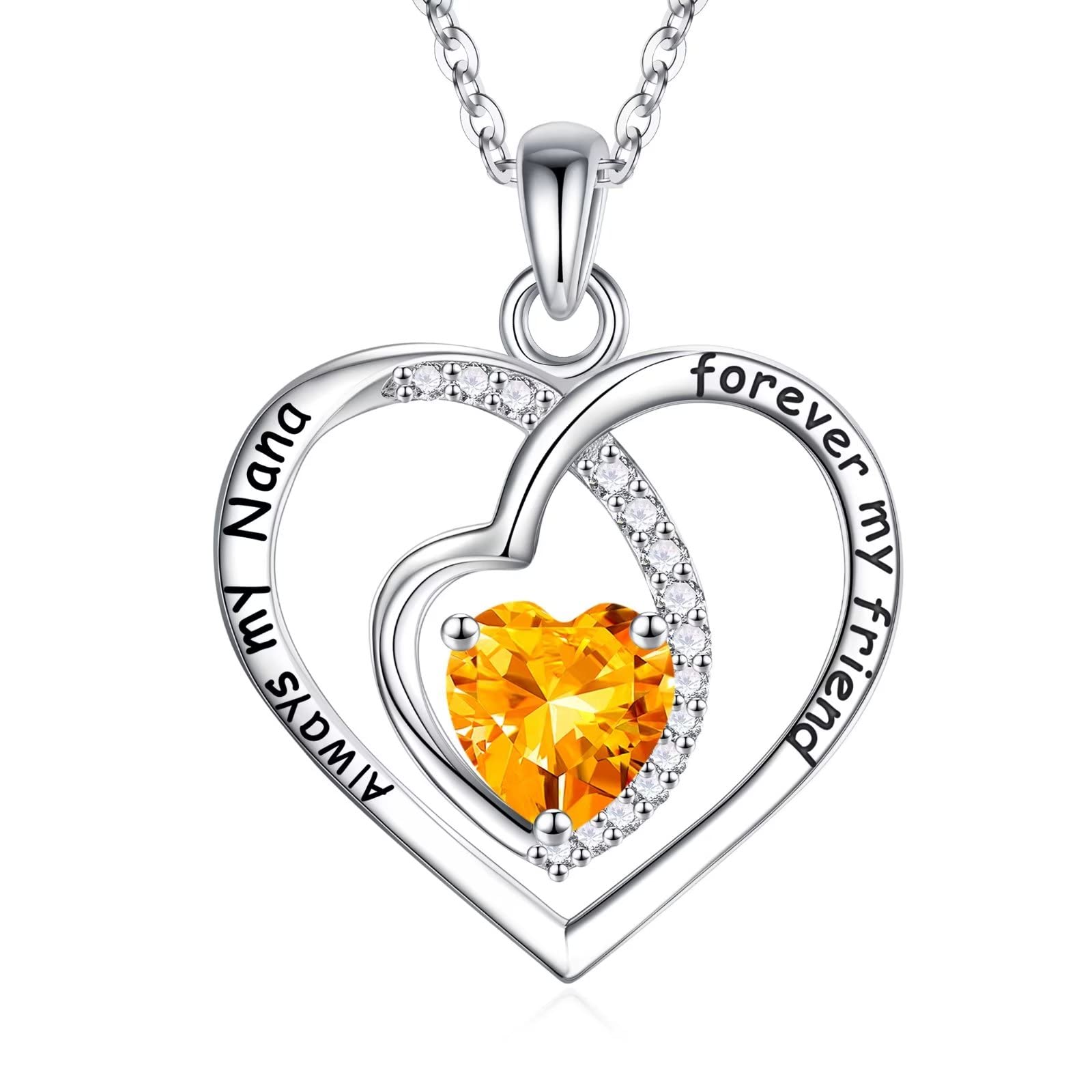 925 Sterling Silver Heart Necklace for Grandma - Genuine or Created Birthstone Jewelry Gift for Nana | Perfect for Valentine's Day, Mother's Day, Christmas & Birthday | Thoughtful Present from Granddaughter | Elegant Jewelry for Special Occasions & Daily Wear