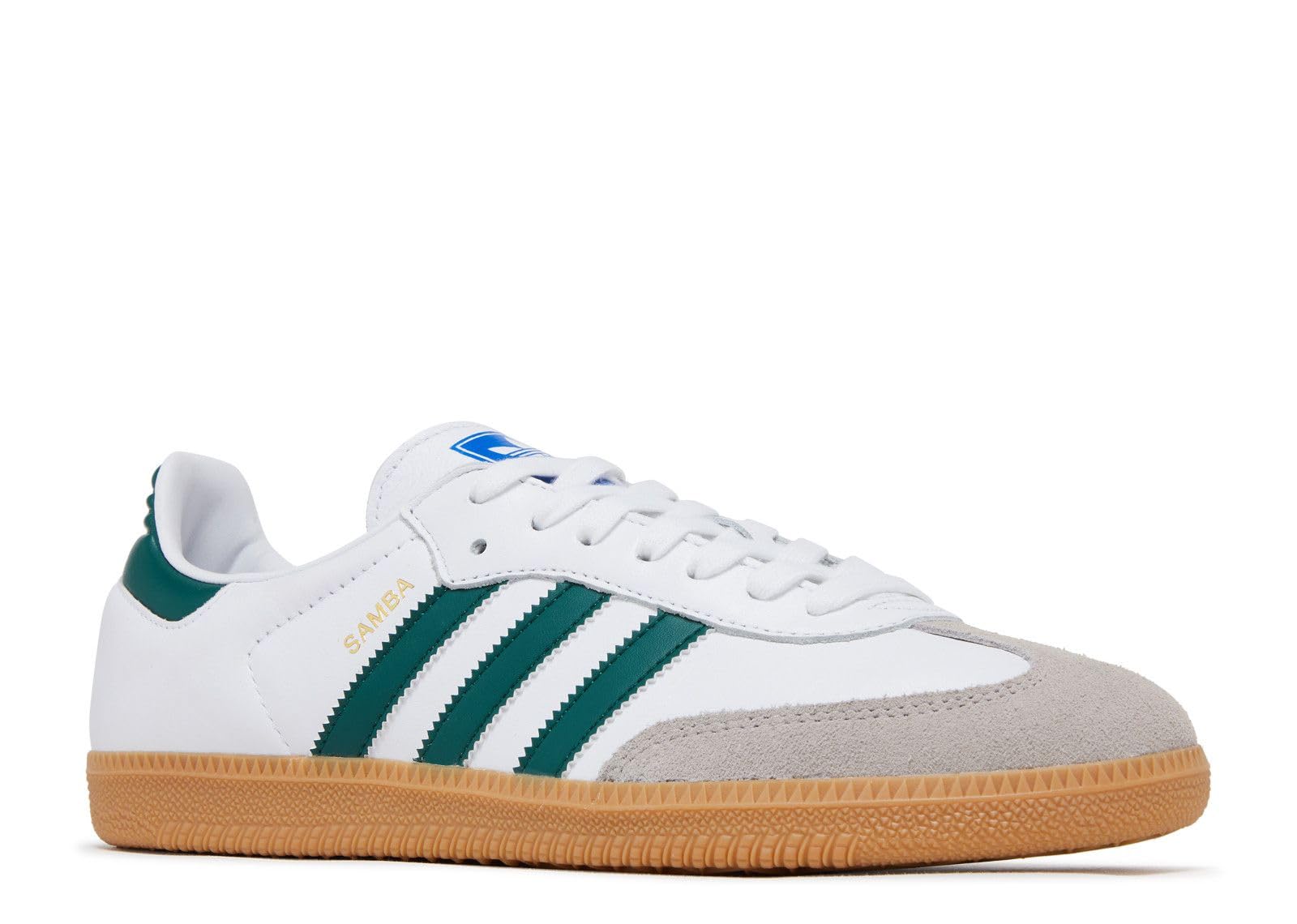 adidas Samba OG Men's Sneakers - Cloud White/Collegiate Green/Gum - Size 13 - Classic Casual Shoes for Everyday Wear, Street Style & Light Sports Activities