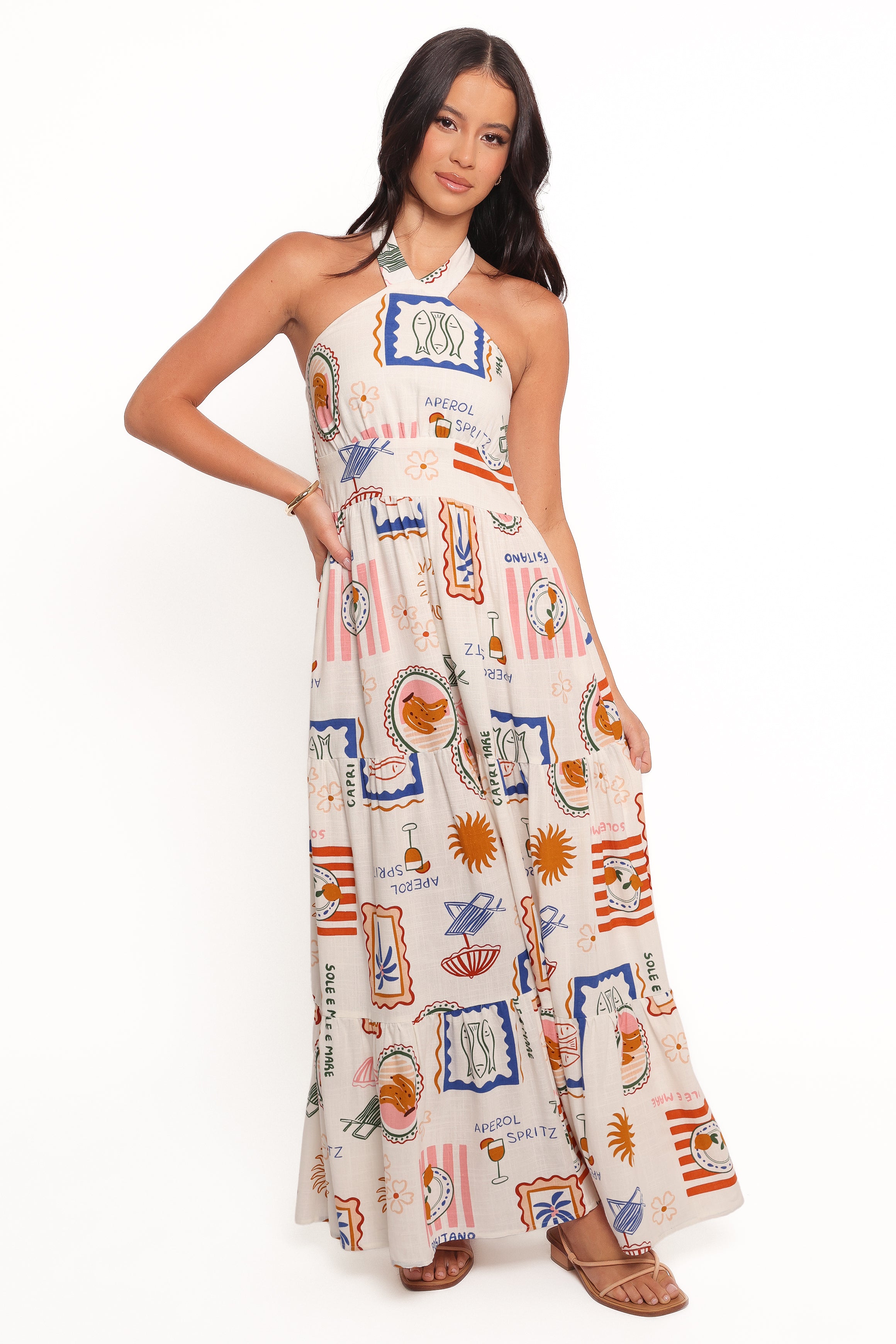Jelena Maxi Dress - Flowy Summer Beach Dress with Ocean Oasis Print | Perfect for Vacations, Weddings & Boho Fashion