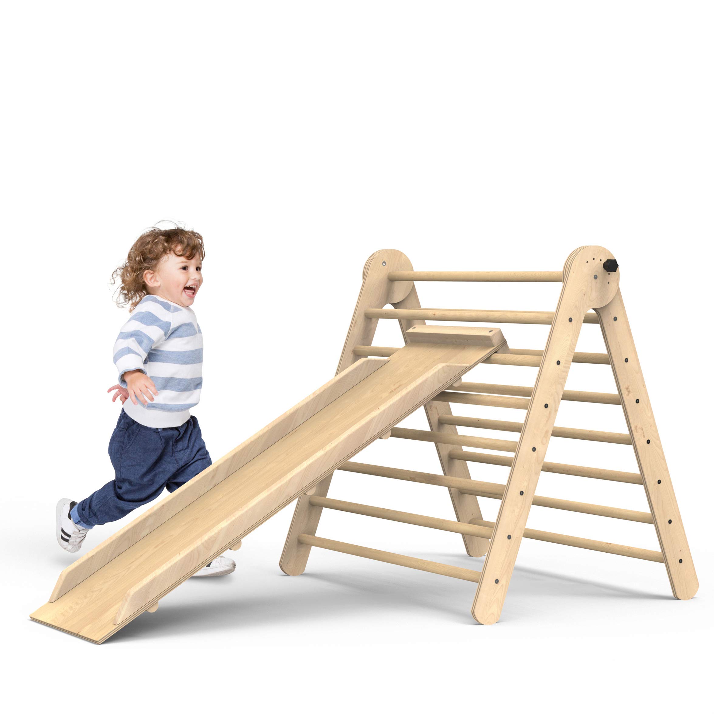 WEDANTA Foldable Wooden Toddler Climbing Triangle Gym with Ramp - 2-in-1 Indoor Playground for Kids - Montessori Climbing Ladder for Toddler Development - Perfect for Home Playrooms, Daycares & Preschools