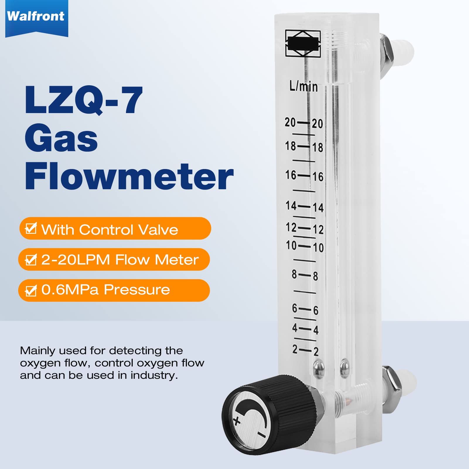 **8mm Gas Flowmeter with Hose Barb - Oxygen & Air Meter for Welding, Gas Detection & Control (2~20LPM, 0.6MPa) - Perfect for HVAC, Medical Oxygen, and Industrial Gas Applications**